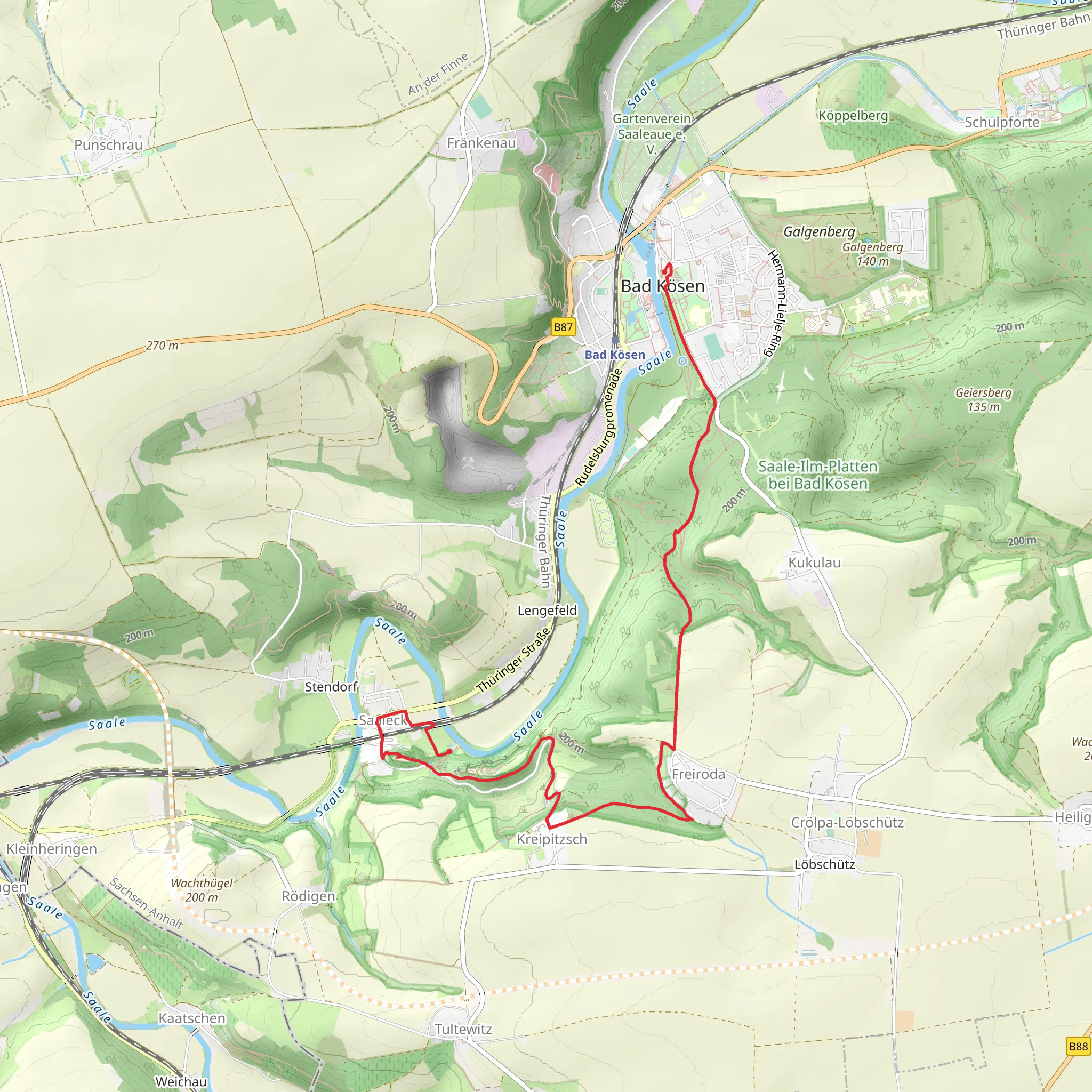 Bad Kösen to Saaleck Walk mobile static map
