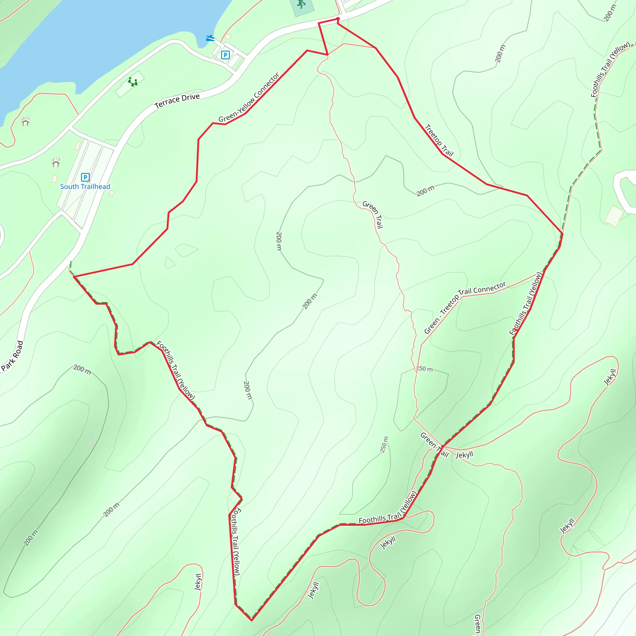 Treetop Trail and Foothills Trail Loop mobile static map