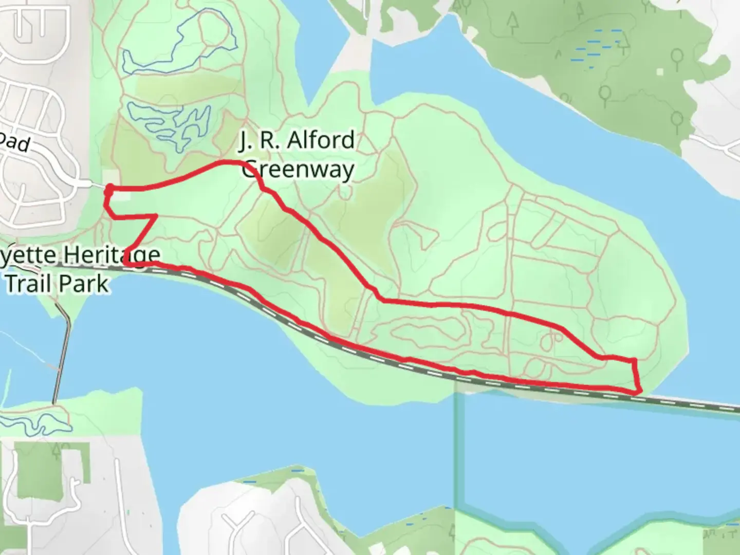 An image depicting the trail K rash and Alford Loop and its surrounding area.