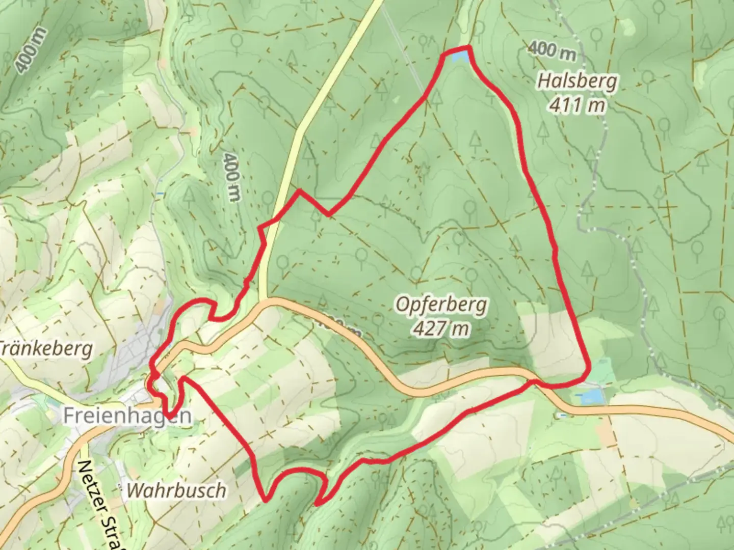 An image depicting the trail Freienhagen, Jeppenteich and Hohnscheid Loop and its surrounding area.