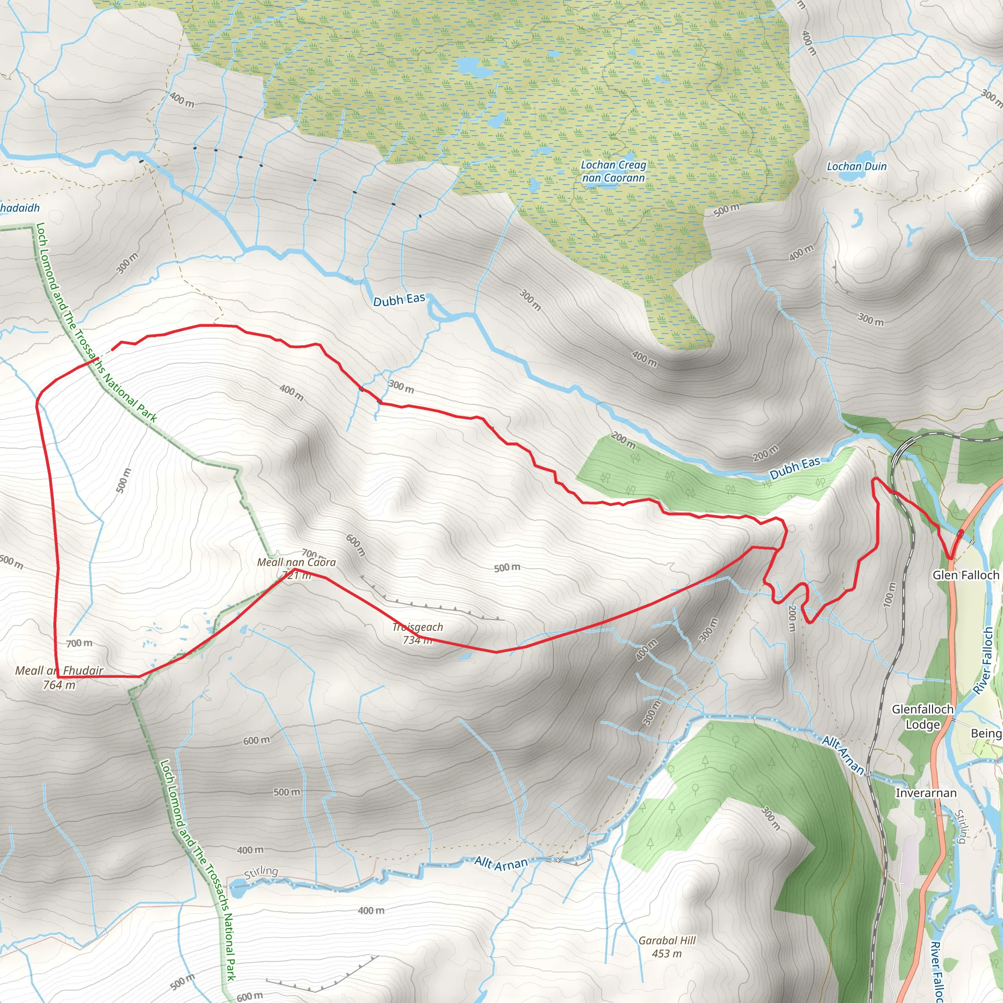 Meall an Fhudair Loop via Troisgeach Mount mobile static map