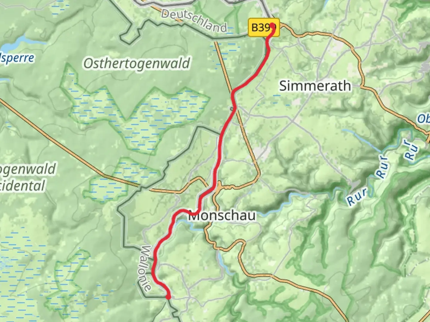 An image depicting the trail Lammersdorf to kuchelscheid Walk and its surrounding area.