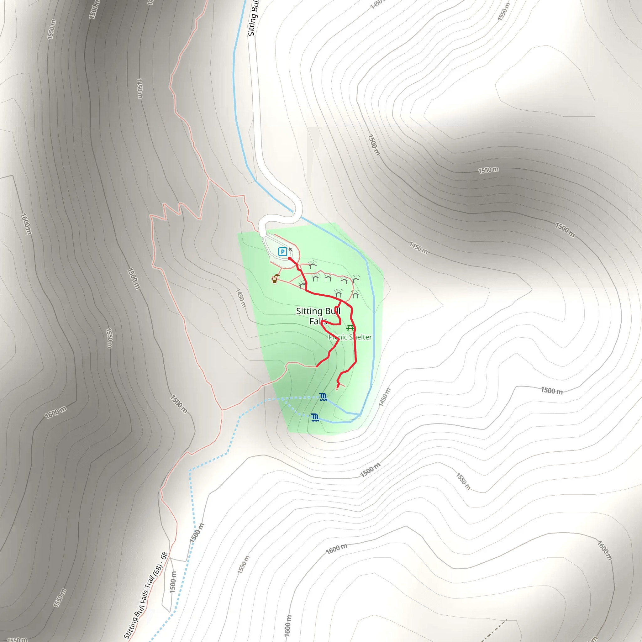 Stitting Bull Falls Trail mobile static map