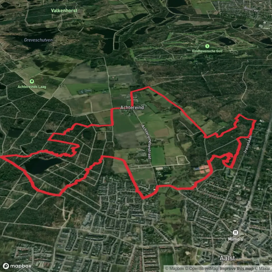 An image depicting the trail Meeuwven via De Hurken and its surrounding area.
