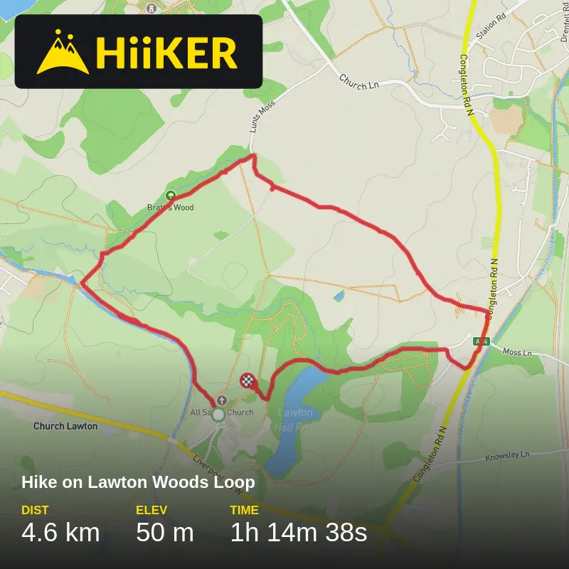 A map preview of the recording Hike on Lawton Woods Loop.