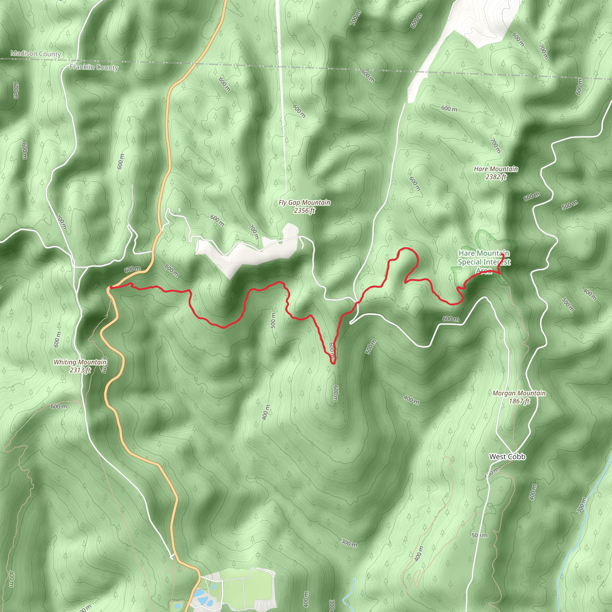 Hare Mountain Overlook via Ozark Highlands Trail mobile static map