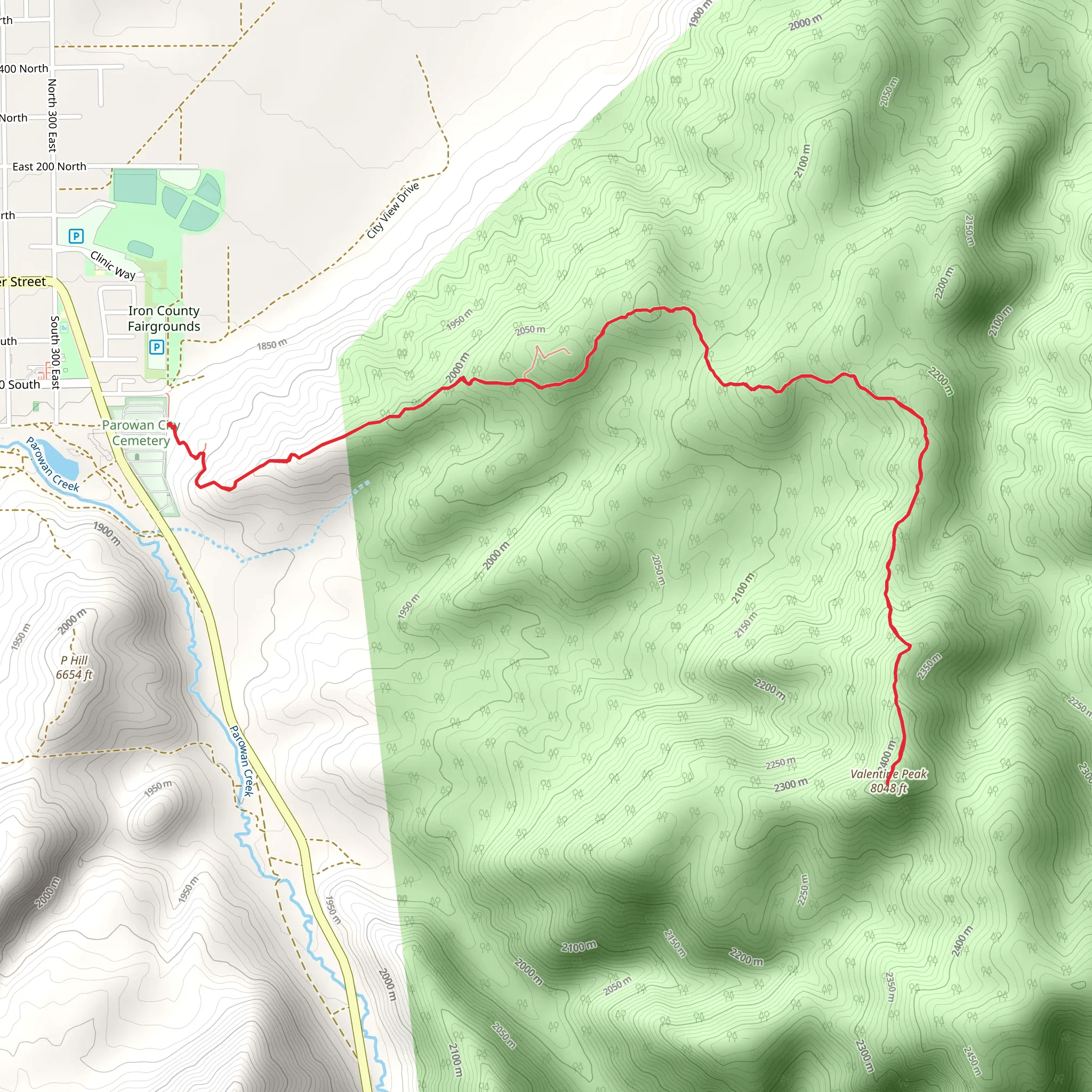 Valentine Peak Trail mobile static map