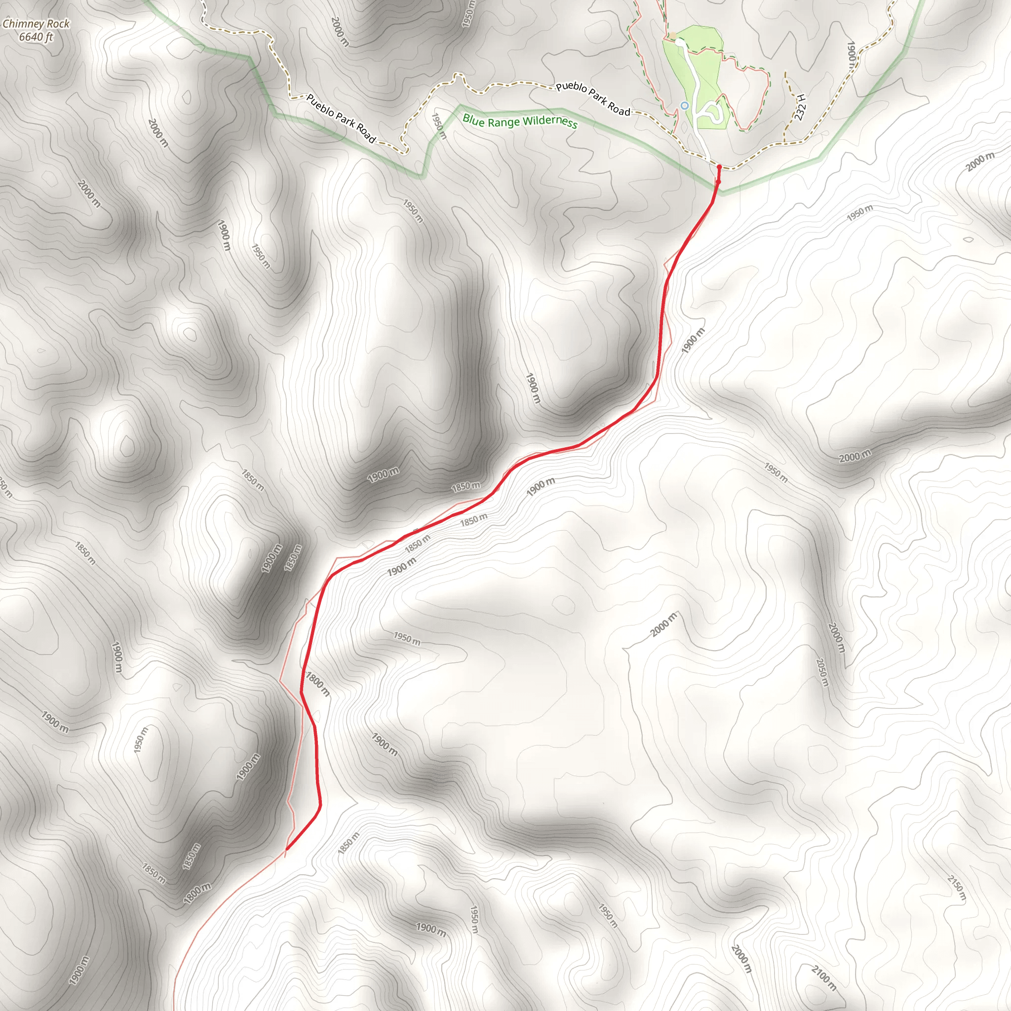 Pueblo Park from Franz Spring Trail mobile static map