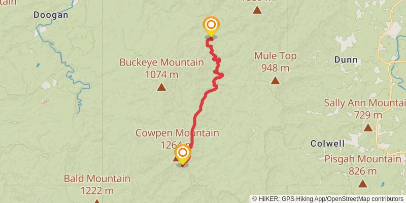 Jacks River to Cowpen Mountain stage 3 Map
