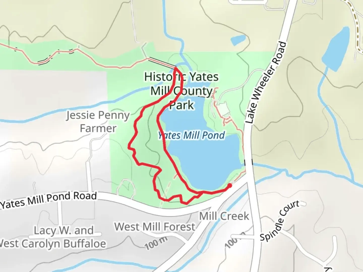 An image depicting the trail Yates Millpond and High Ridge Loop Trail and its surrounding area.