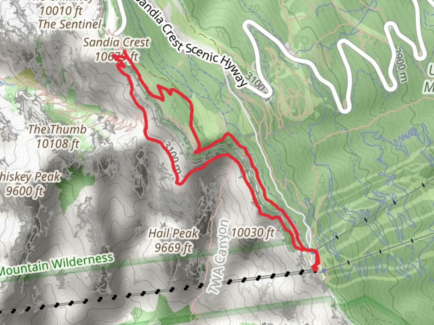 An image depicting the trail South Crest Trail and Crest House Spur Trail Loop and its surrounding area.