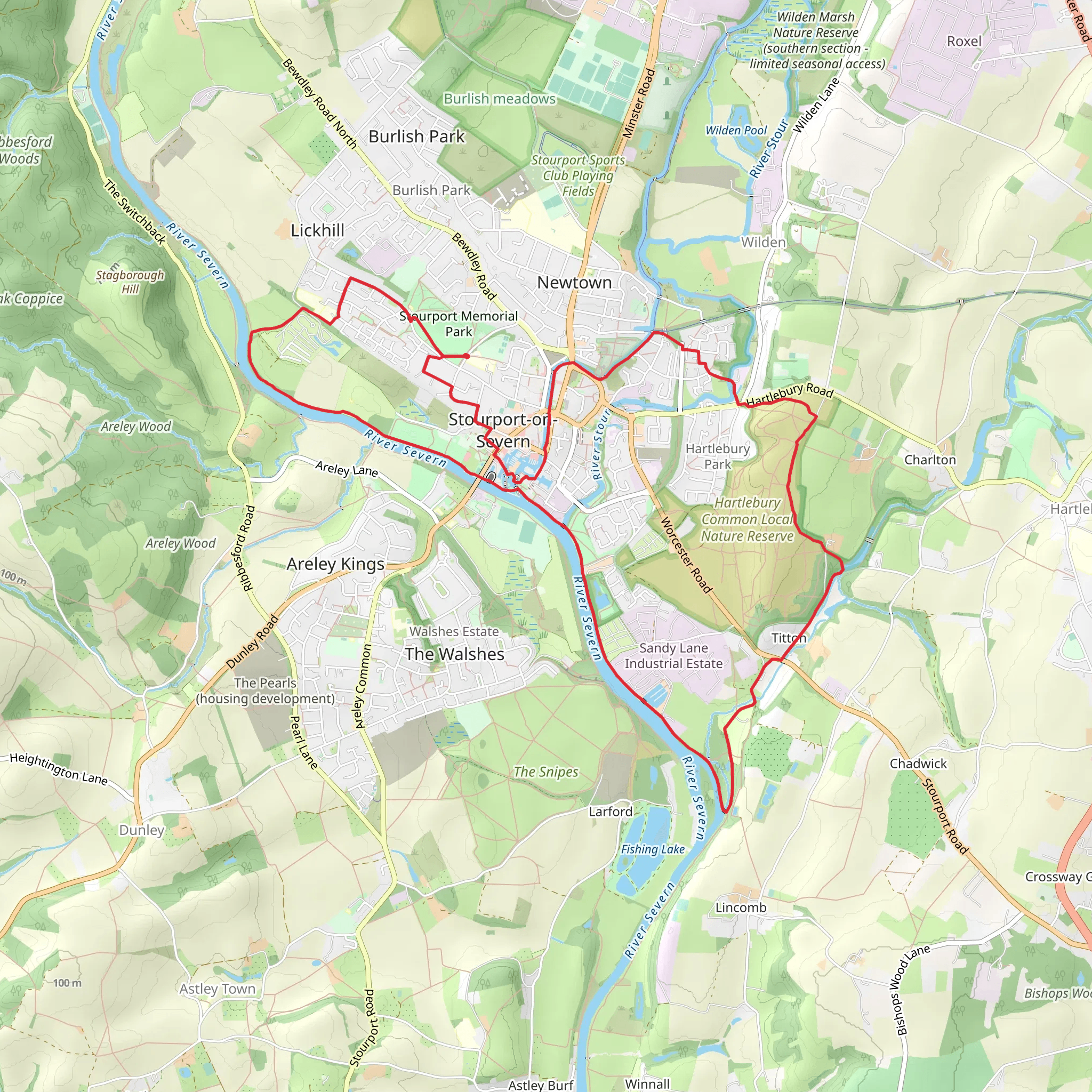 Stourport on Severn Circular Walk mobile static map