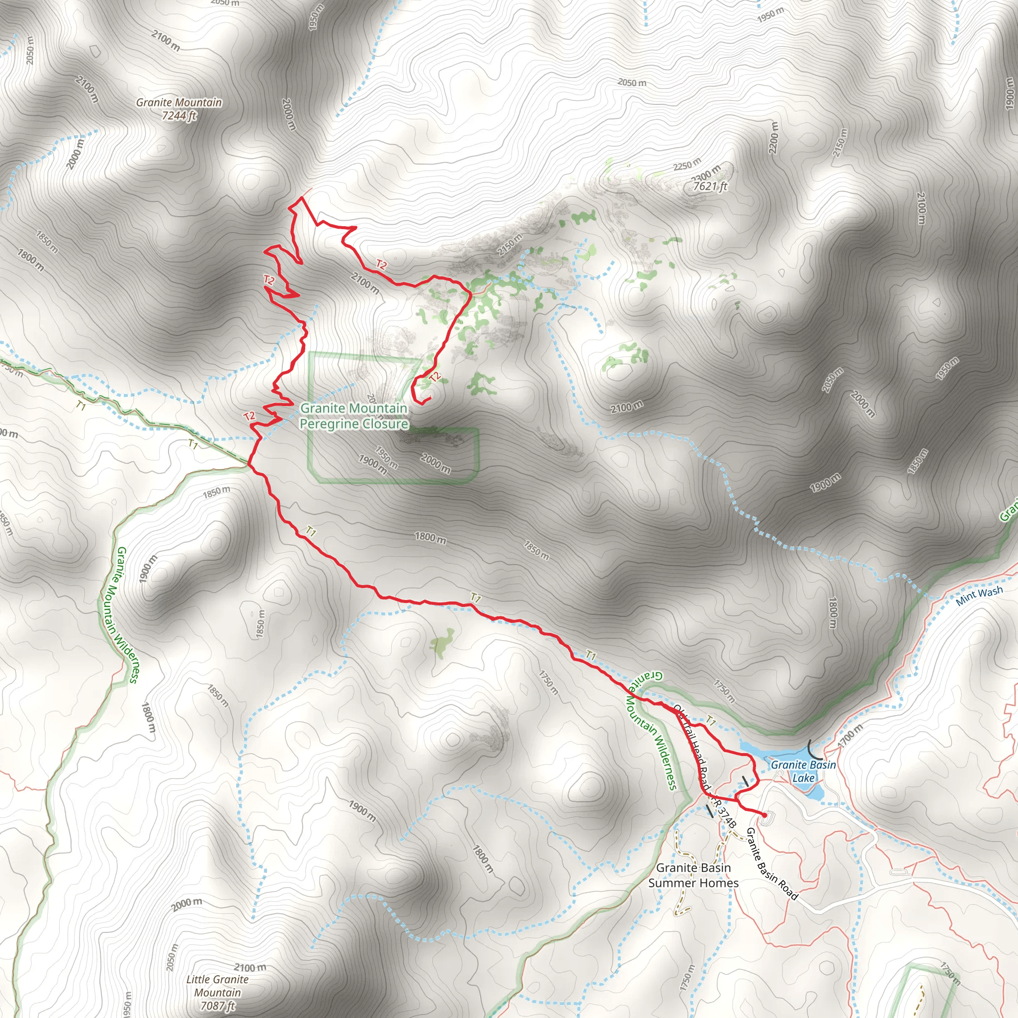 Granite Basin Lake and Granite Mountain Trail 261 mobile static map