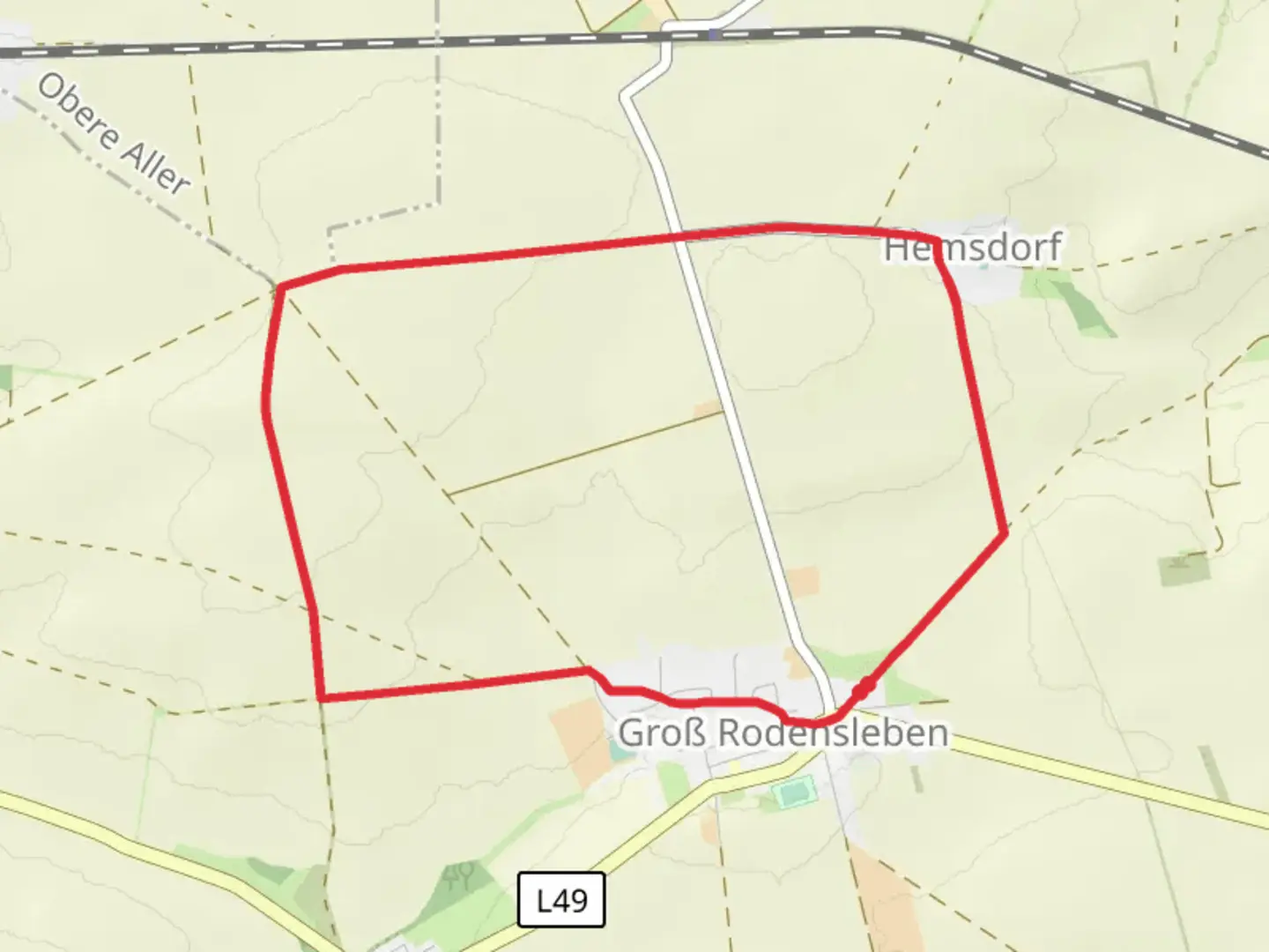 An image depicting the trail Groß Rodensleben Loop and its surrounding area.