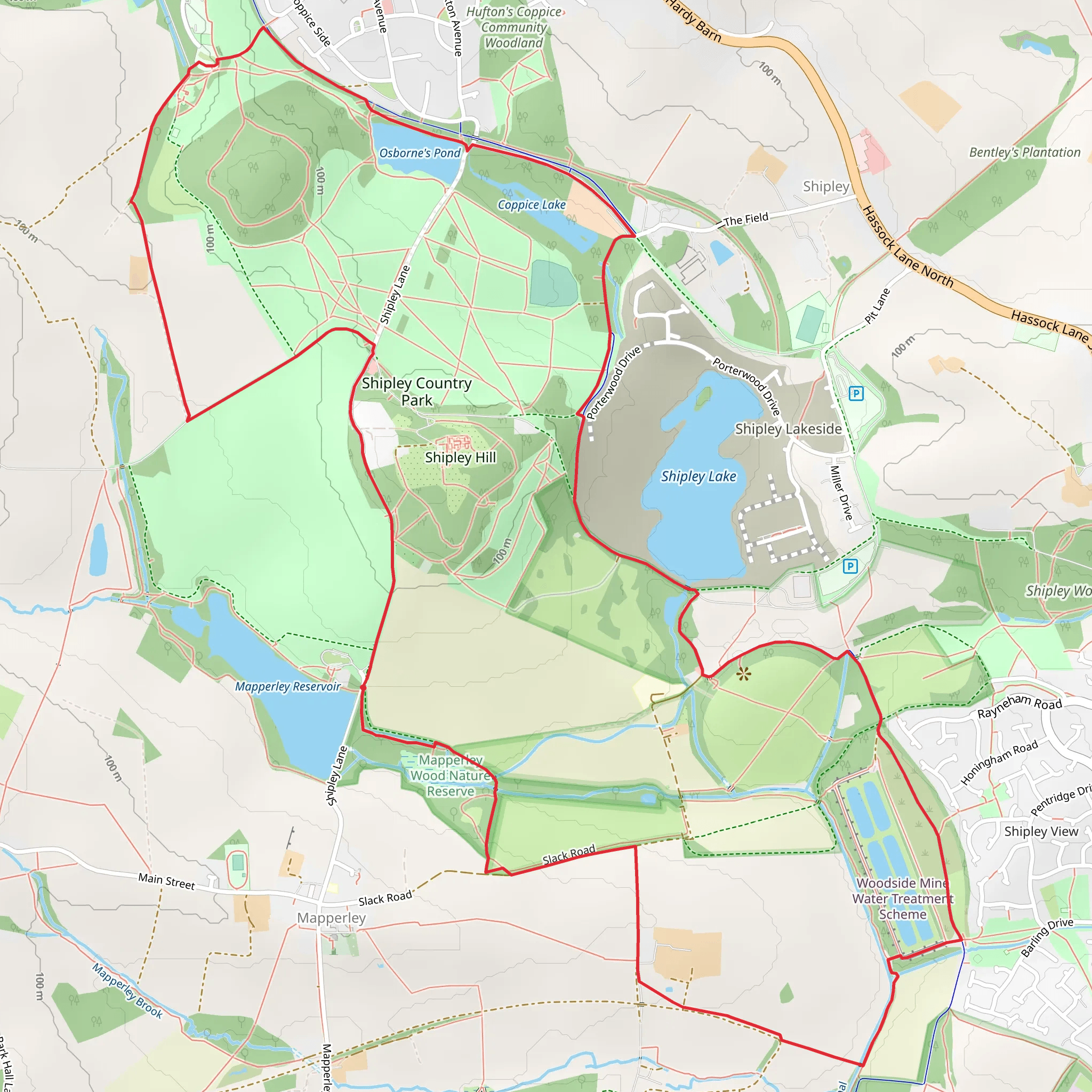Shipley Country Park Loop mobile static map