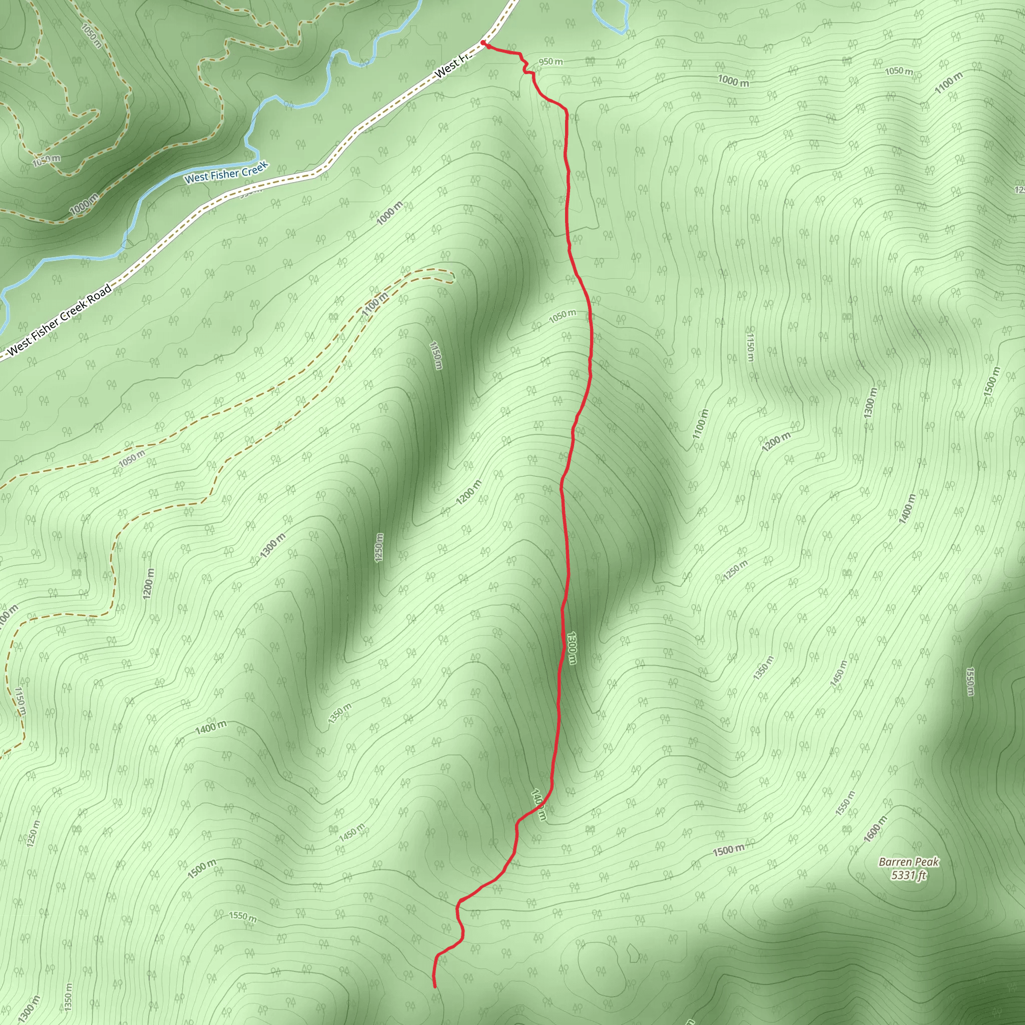 Barren Peak Trail mobile static map