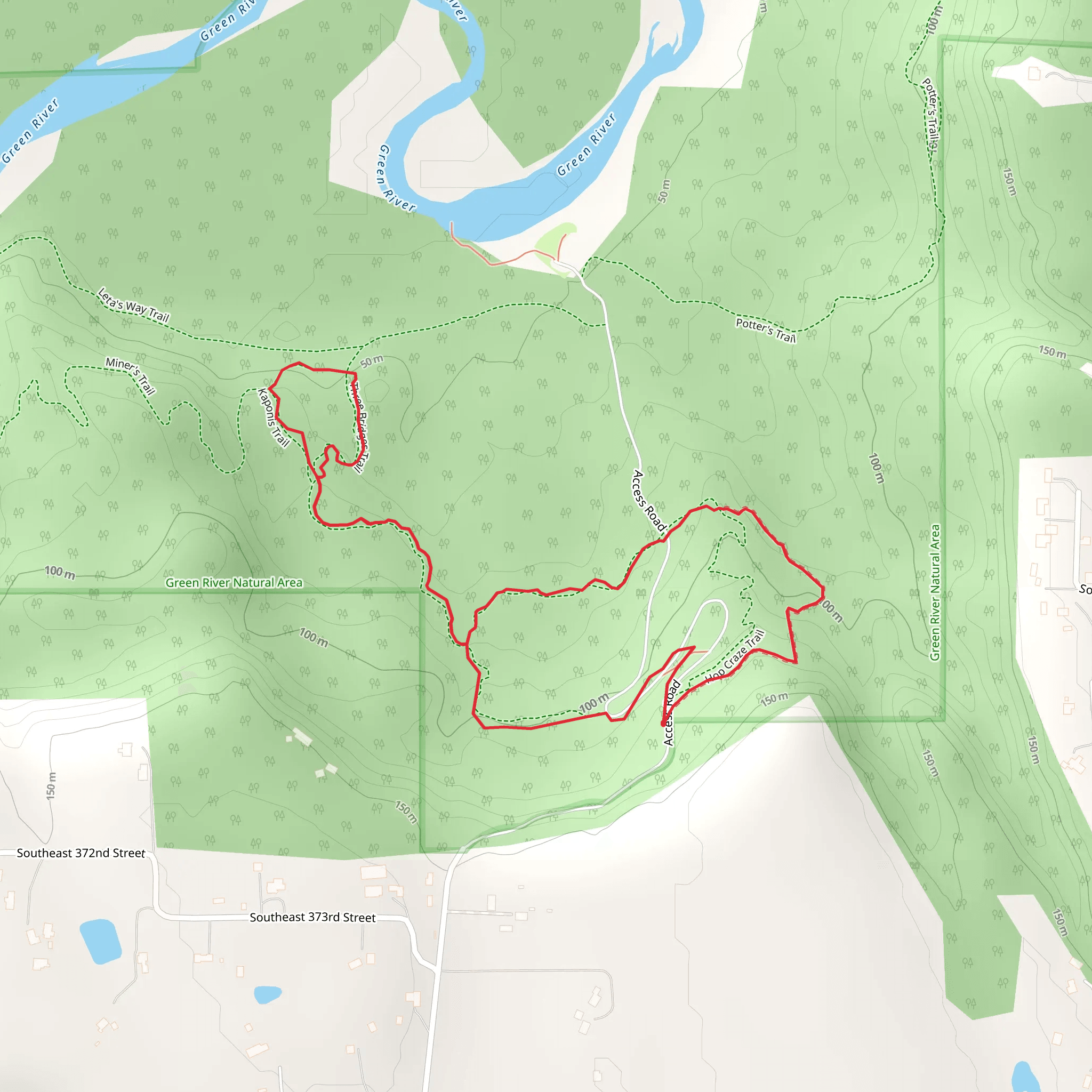 Three Bridges Trail and Stevensonville Trail mobile static map