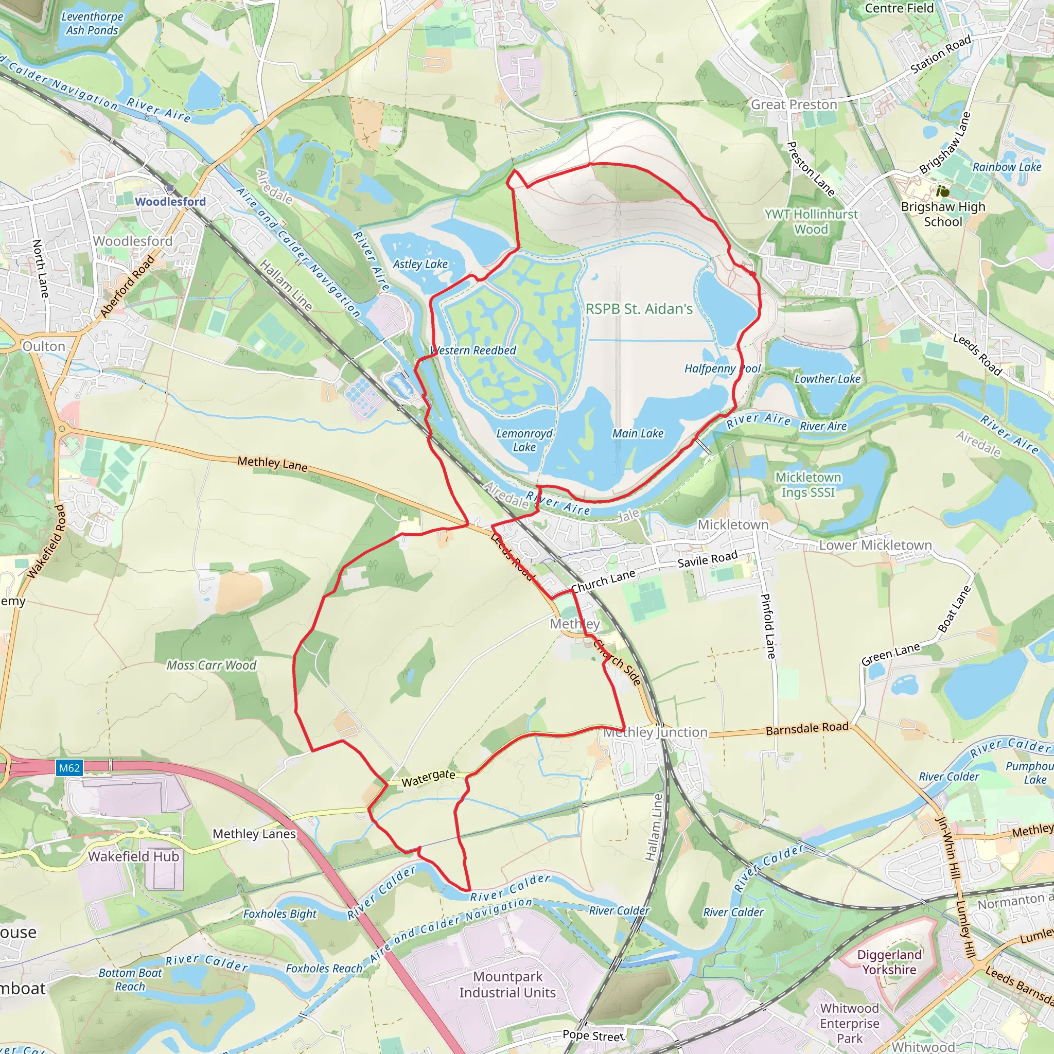 RSPB St Aidan's and Methley Junction Loop mobile static map