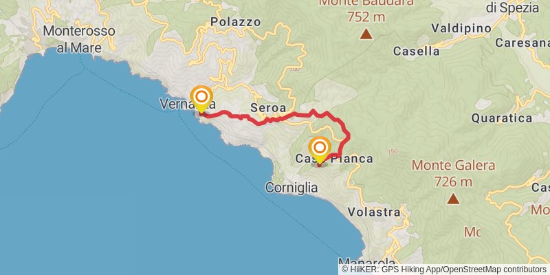 Cinque Terre Coastal Trail alt 2 Map