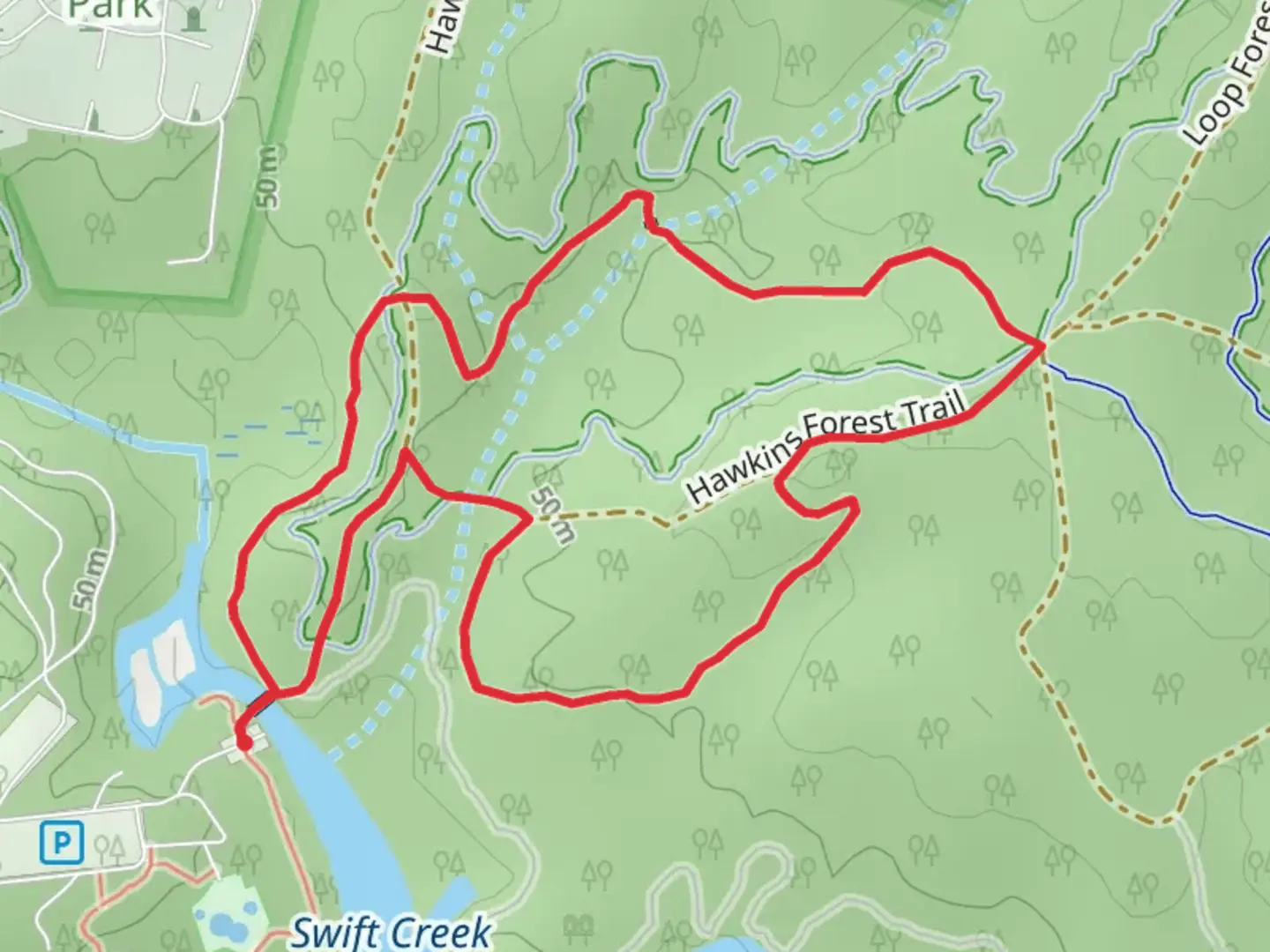 An image depicting the trail Forest Exploration Loop Trail and its surrounding area.