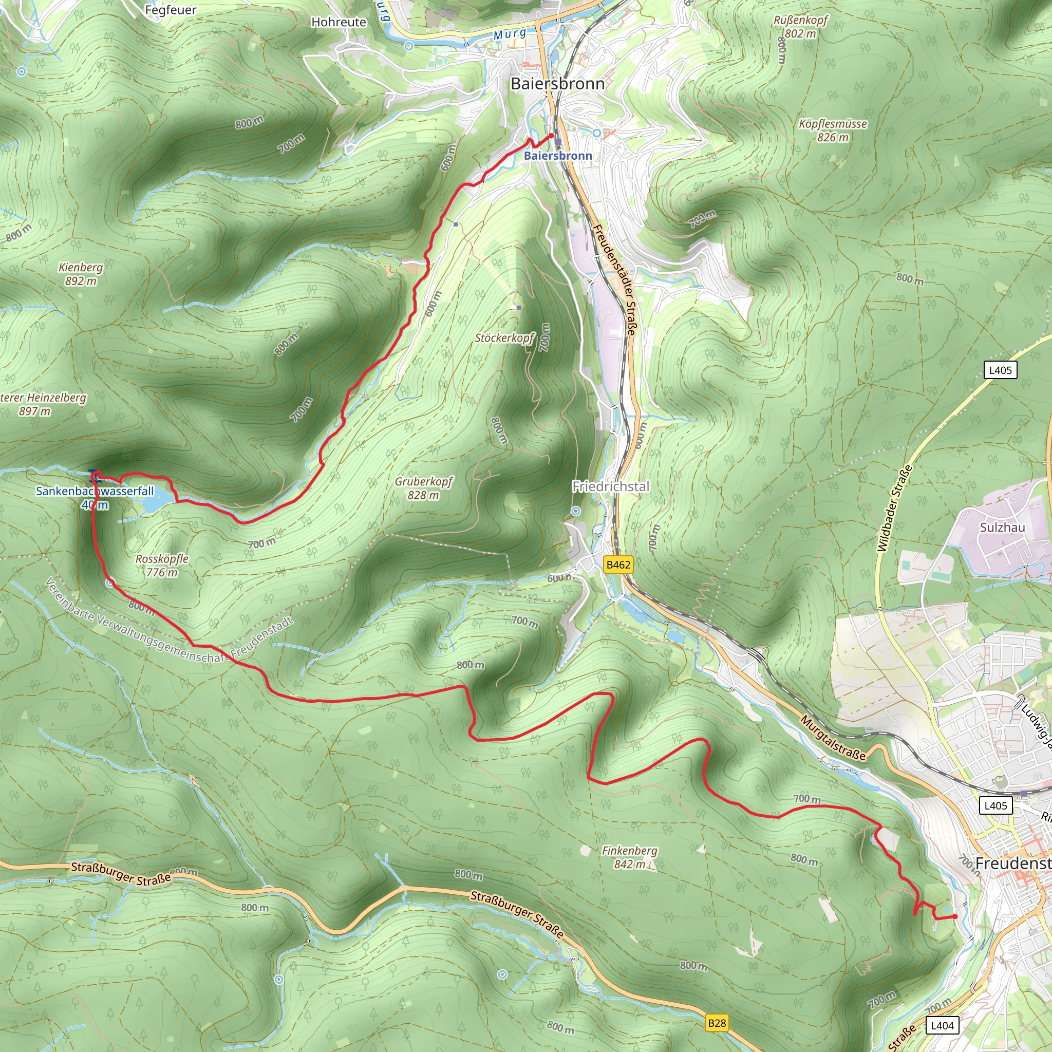 Freudenstadt to Baiersbronn Walk via Sankenbachsee mobile static map