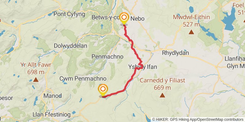 Conwy Valley Way stage 4 Map