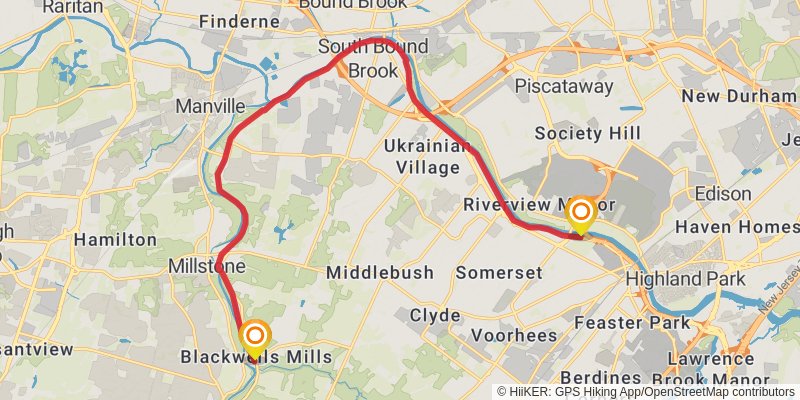 Delaware and Raritan Canal Trail stage 6 Map