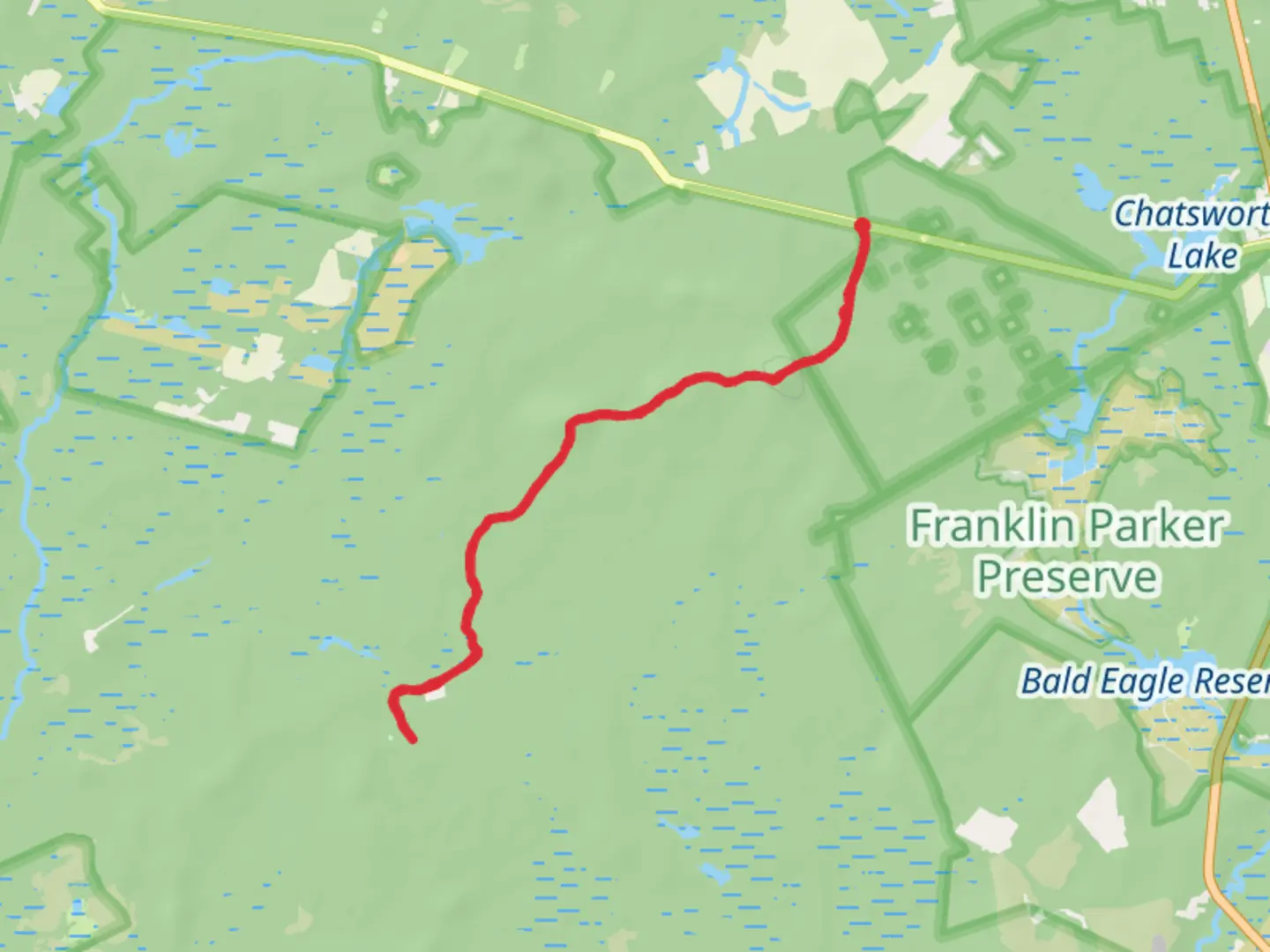 An image depicting the trail Apple Pie Hill and Batona Trail and its surrounding area.