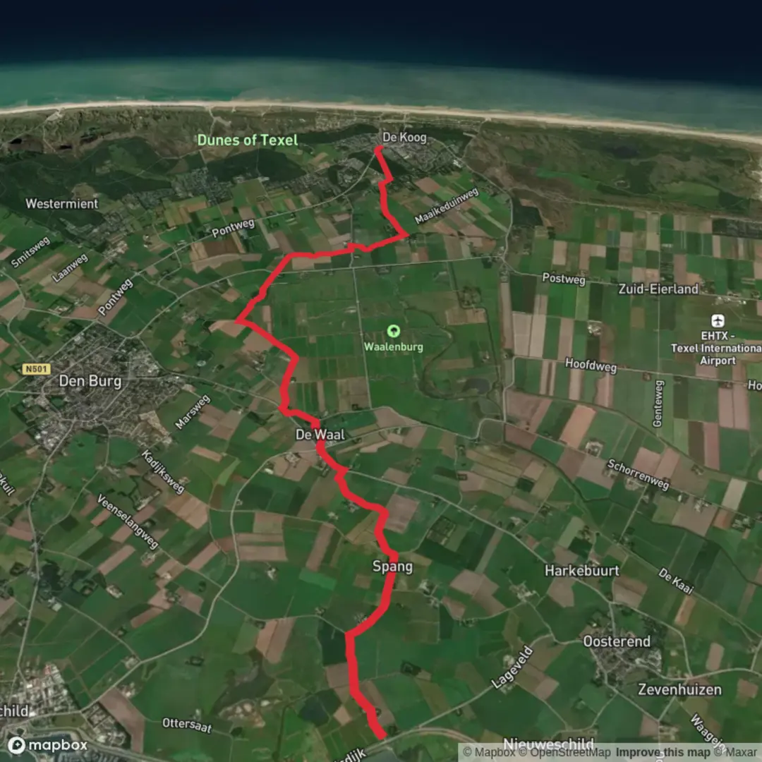 An image depicting the trail Ruisdael to Camping Coogherveld via Noord Hollandpad and its surrounding area.