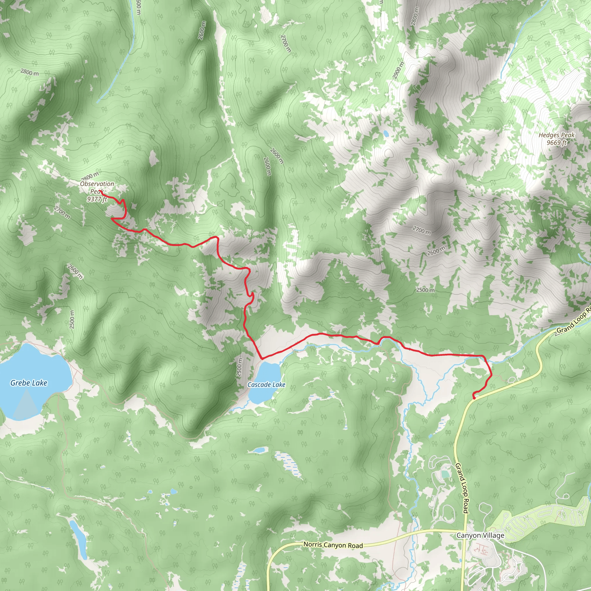 Observation Peak via Cascade Lake Trail mobile static map