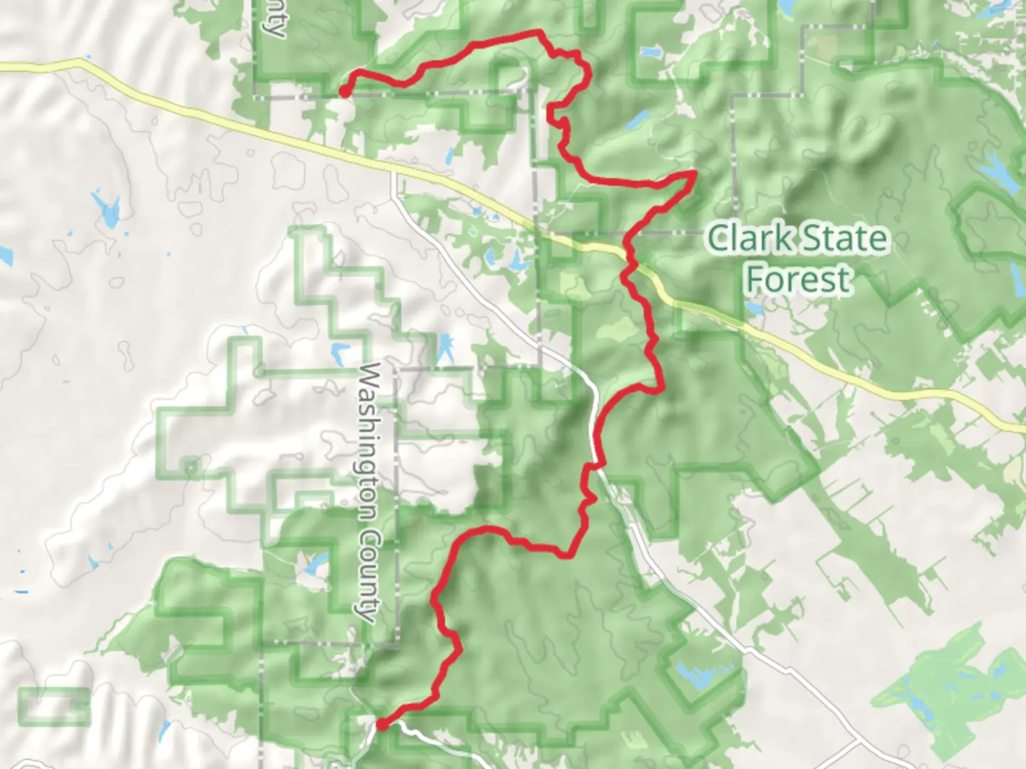 An image depicting the trail Knobstone Trail - Bartle Knob Road and its surrounding area.