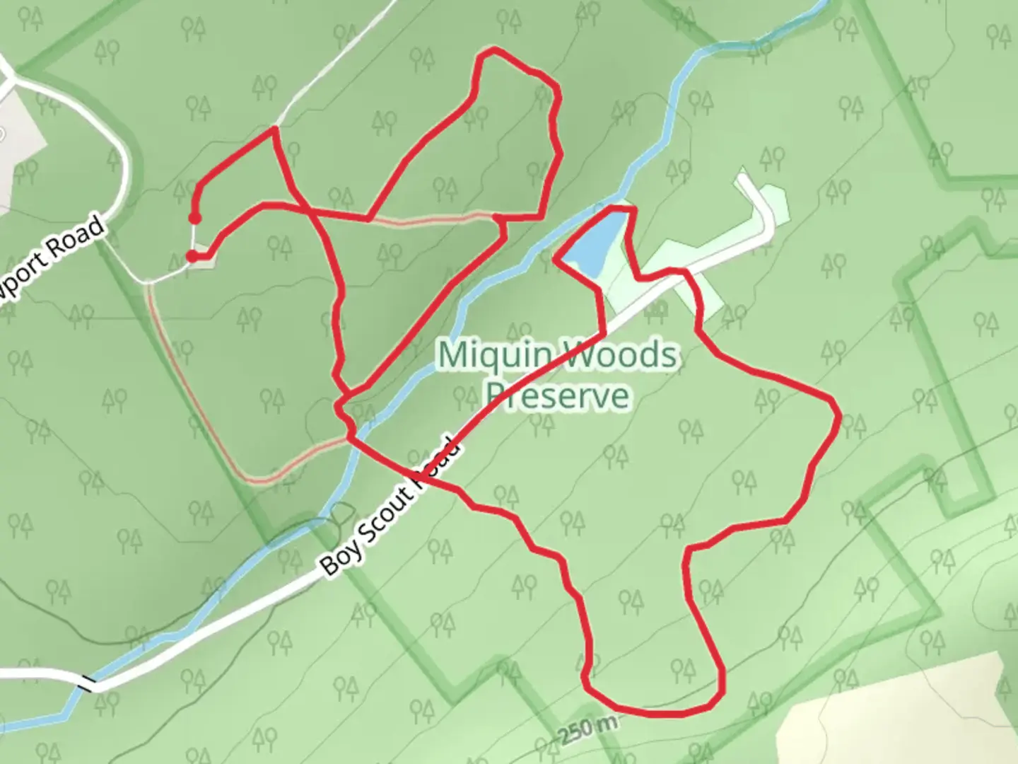 An image depicting the trail Loop along Spruce Run from Newport Road and its surrounding area.