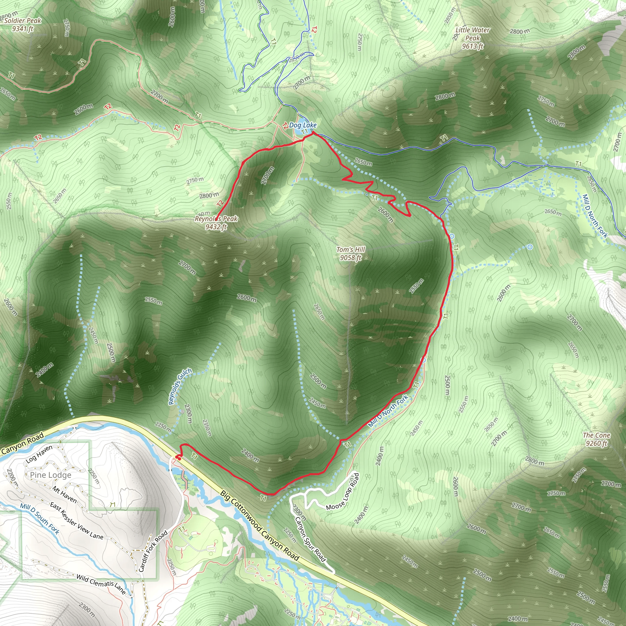 Reynolds Peak via Mill D North Fork Trail mobile static map