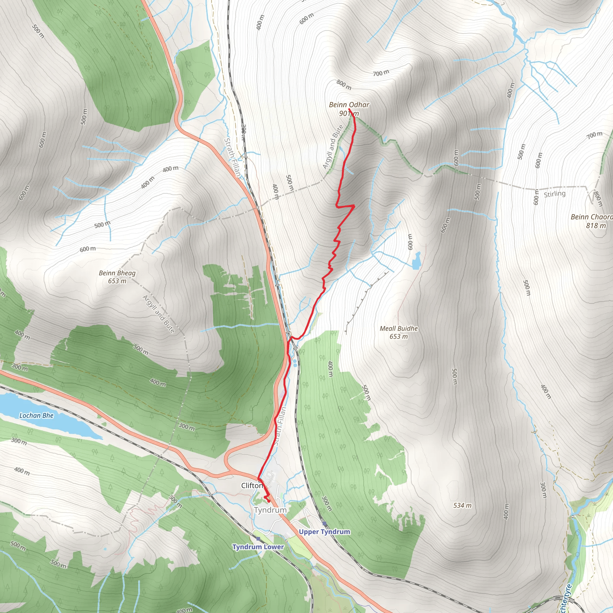 Beinn Odhar via West Highland Way mobile static map