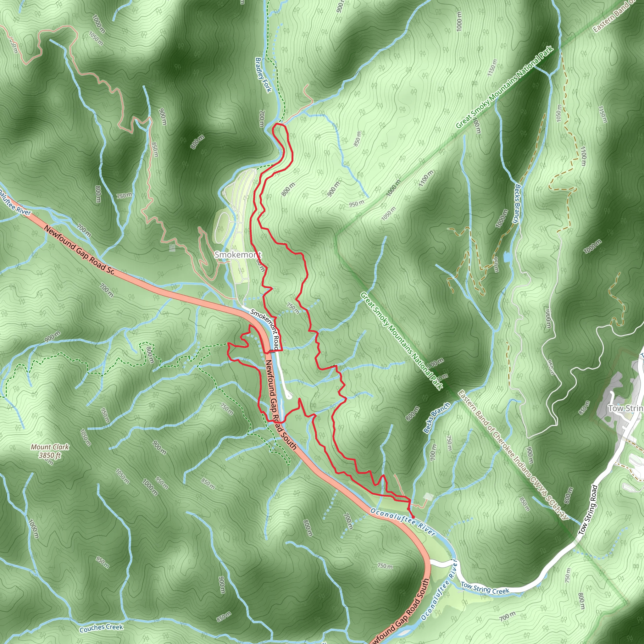 Tow String Horse Trail and Smokemont Stables Loop Trail mobile static map