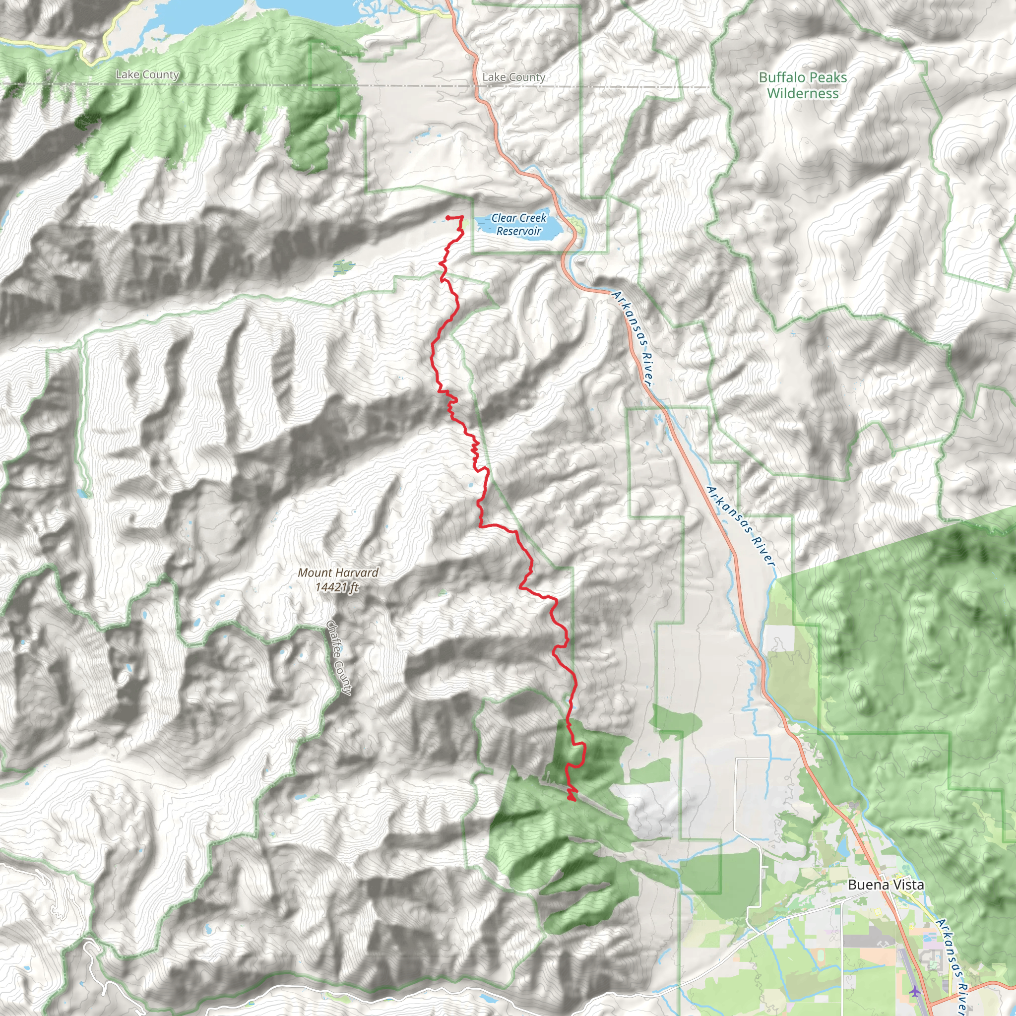 Colorado Trail from Clear Creek Reservoir mobile static map