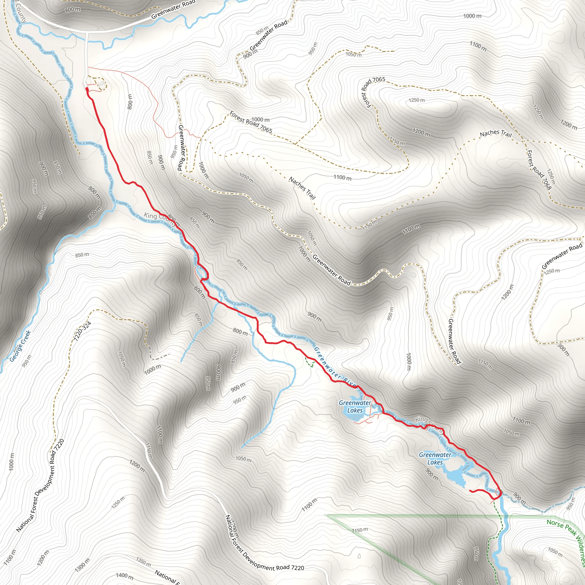 Greenwater Lakes Trail - Short mobile static map