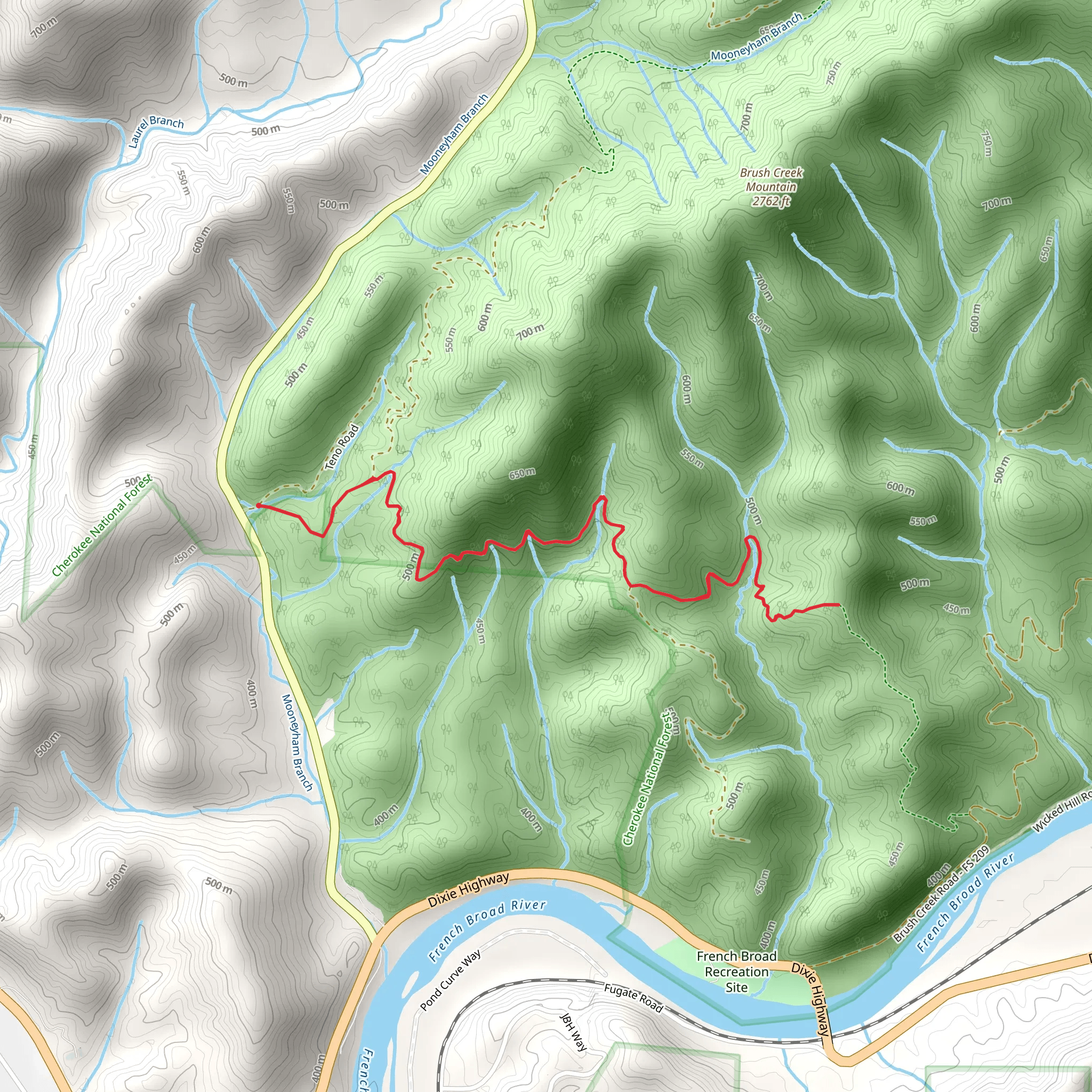 Burnett Gap Trail via Teno Road mobile static map