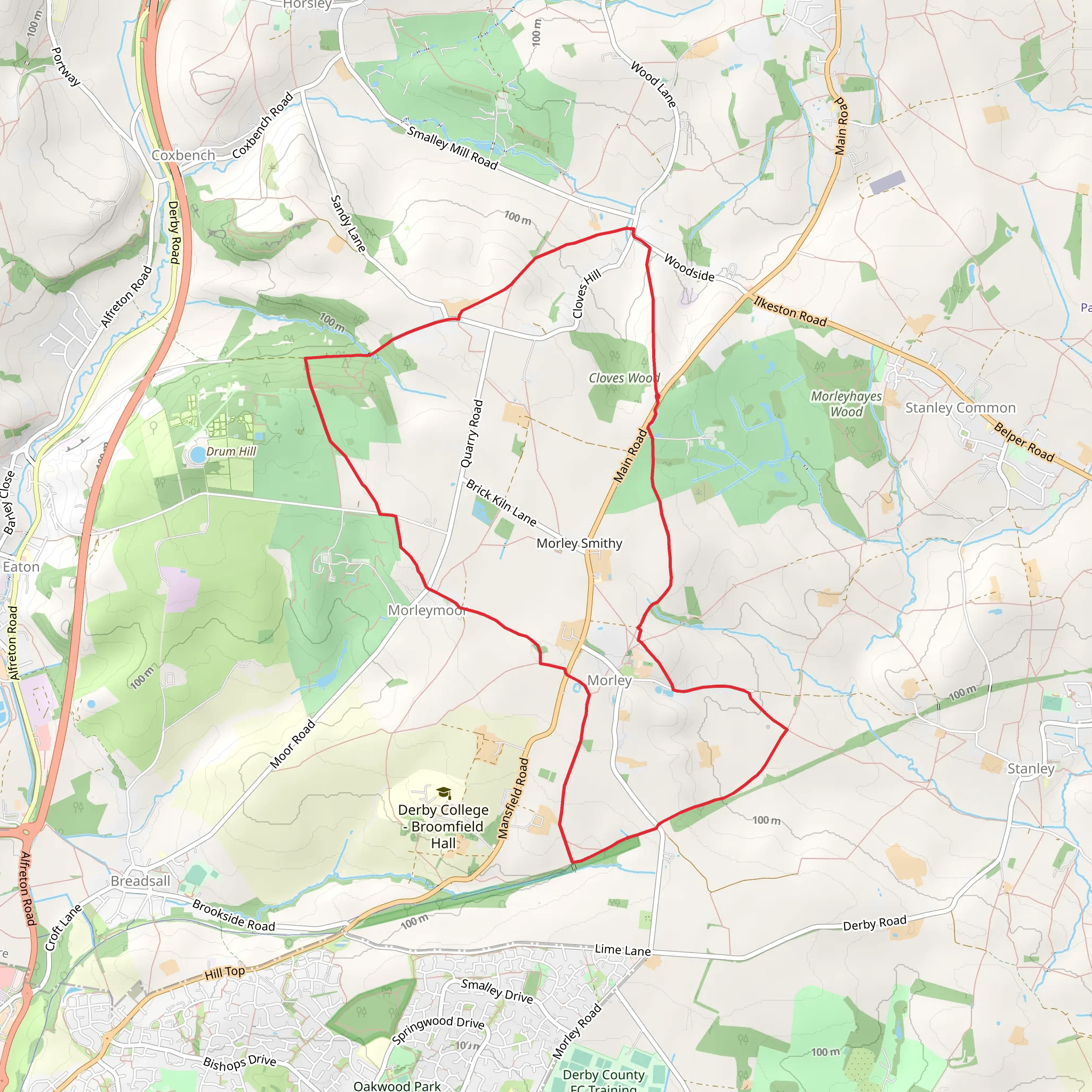 Morley Country Park Loop mobile static map