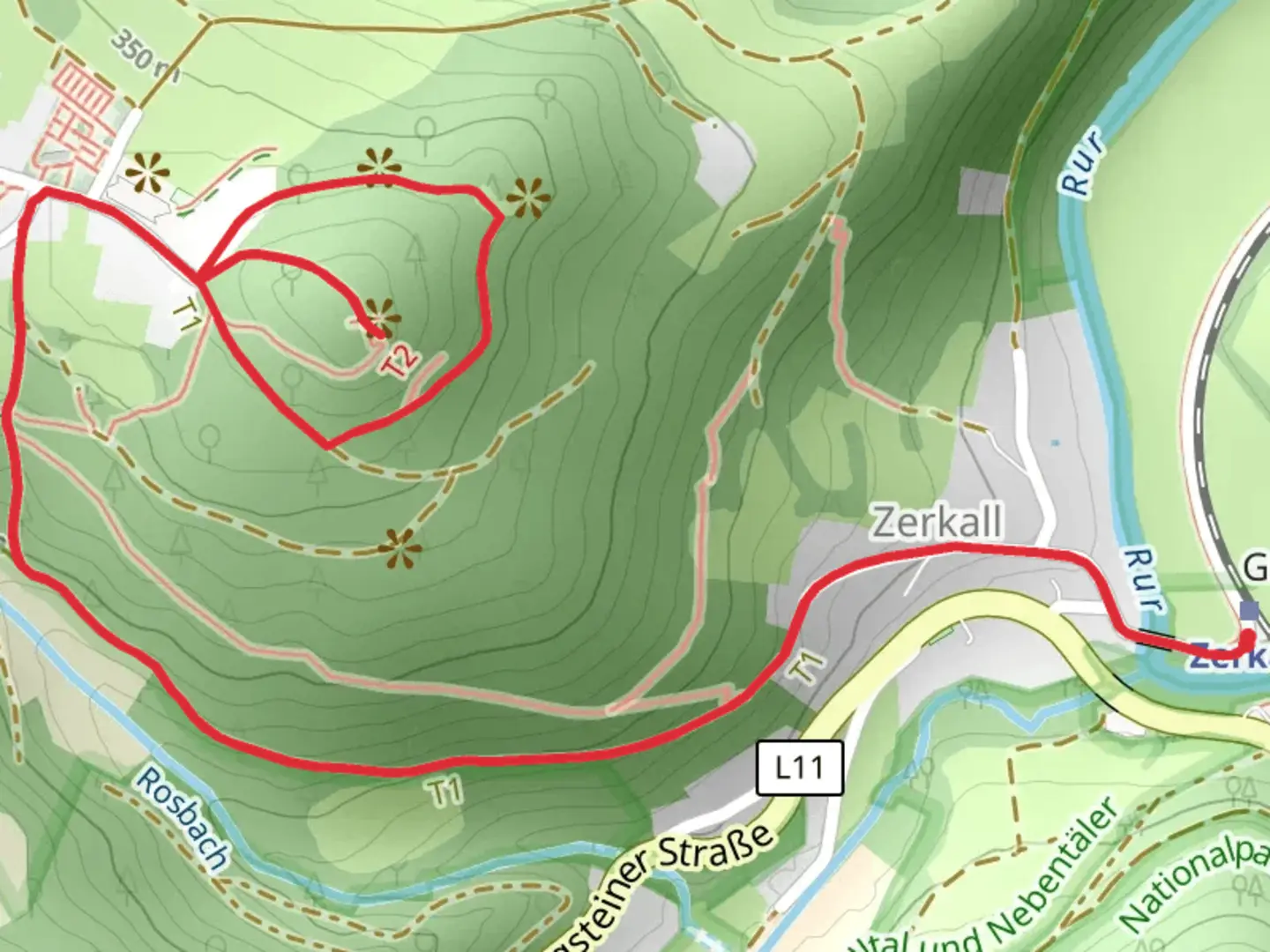 An image depicting the trail Krawutschke Tower Loop and its surrounding area.