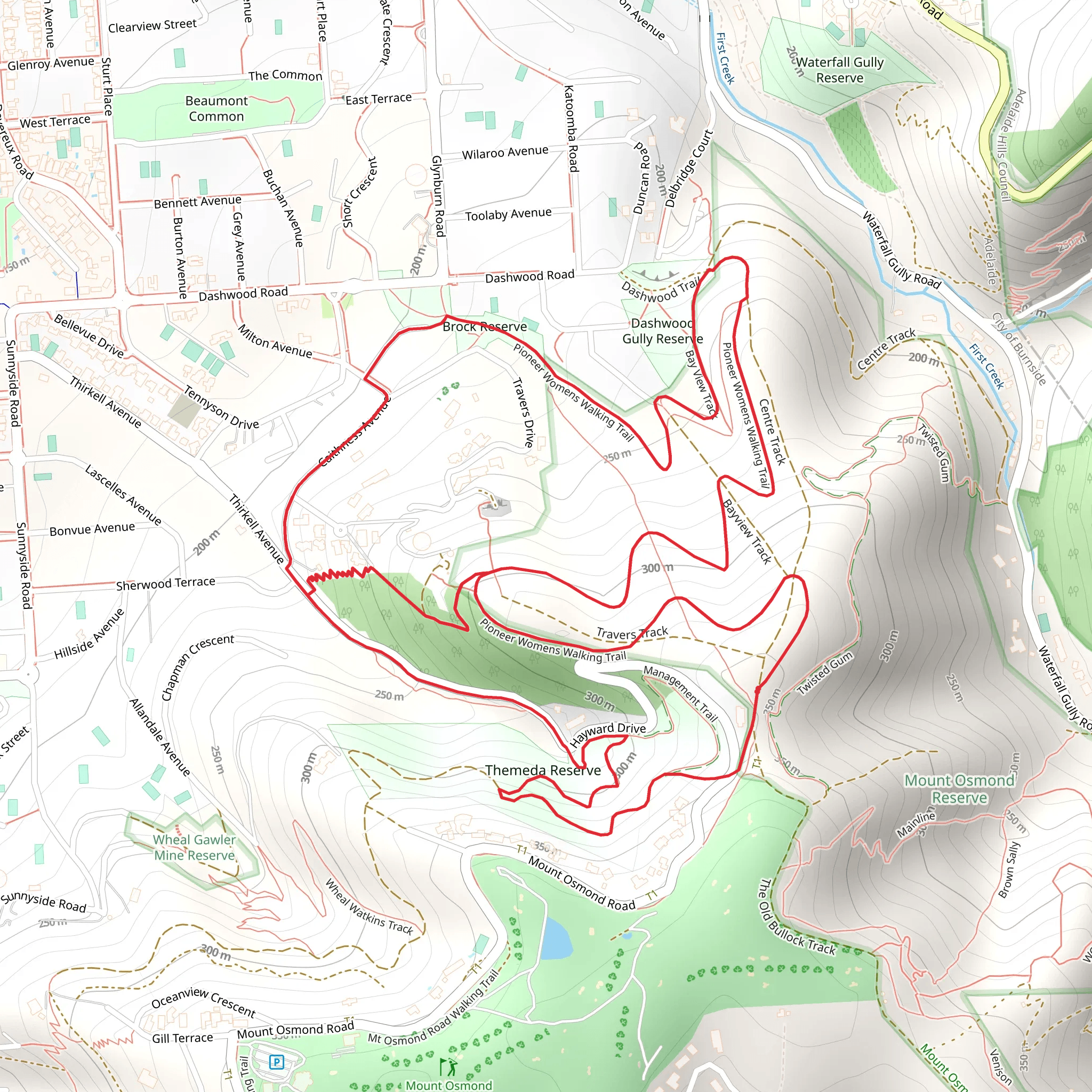 Themeda and Beaumont Circuit Walk mobile static map