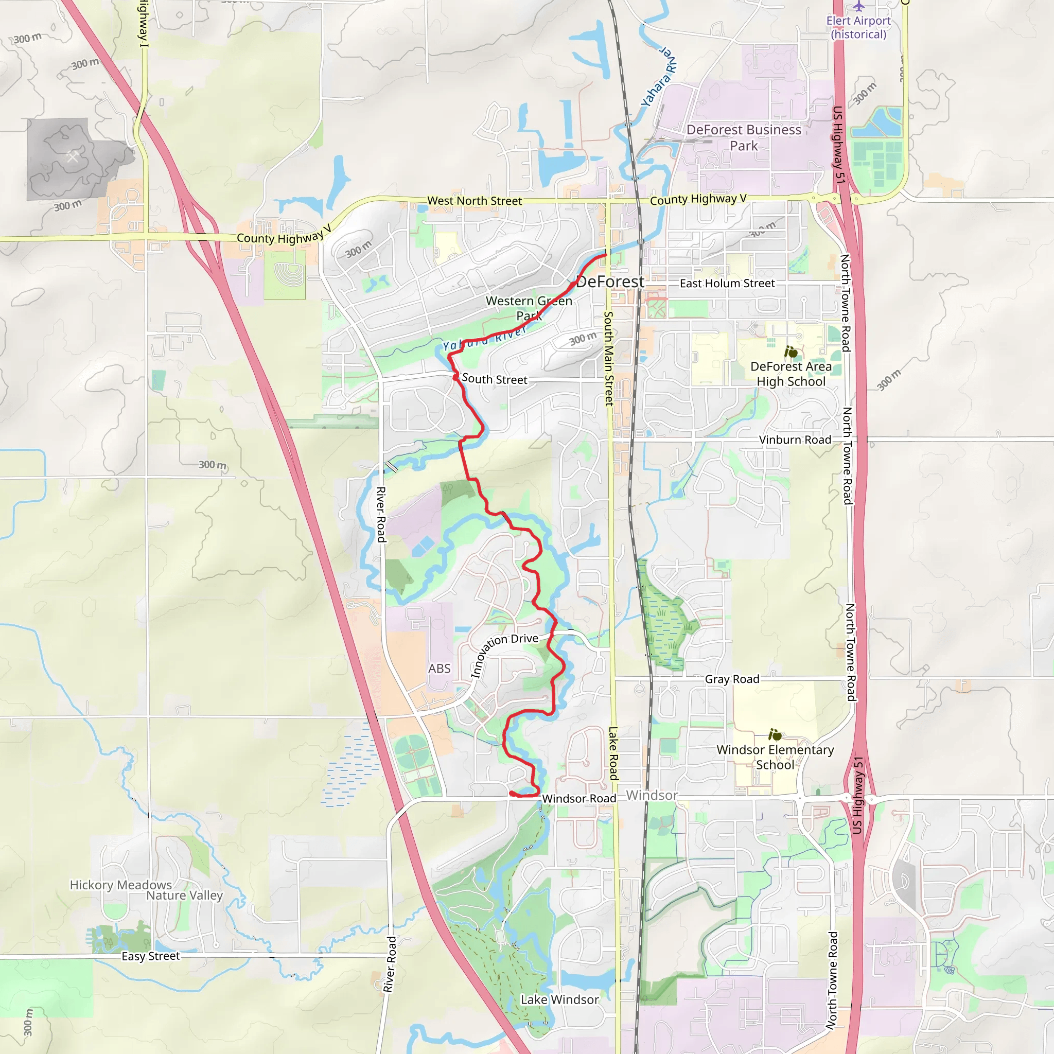 Upper Yahara River Trail from Sunfish Pond mobile static map