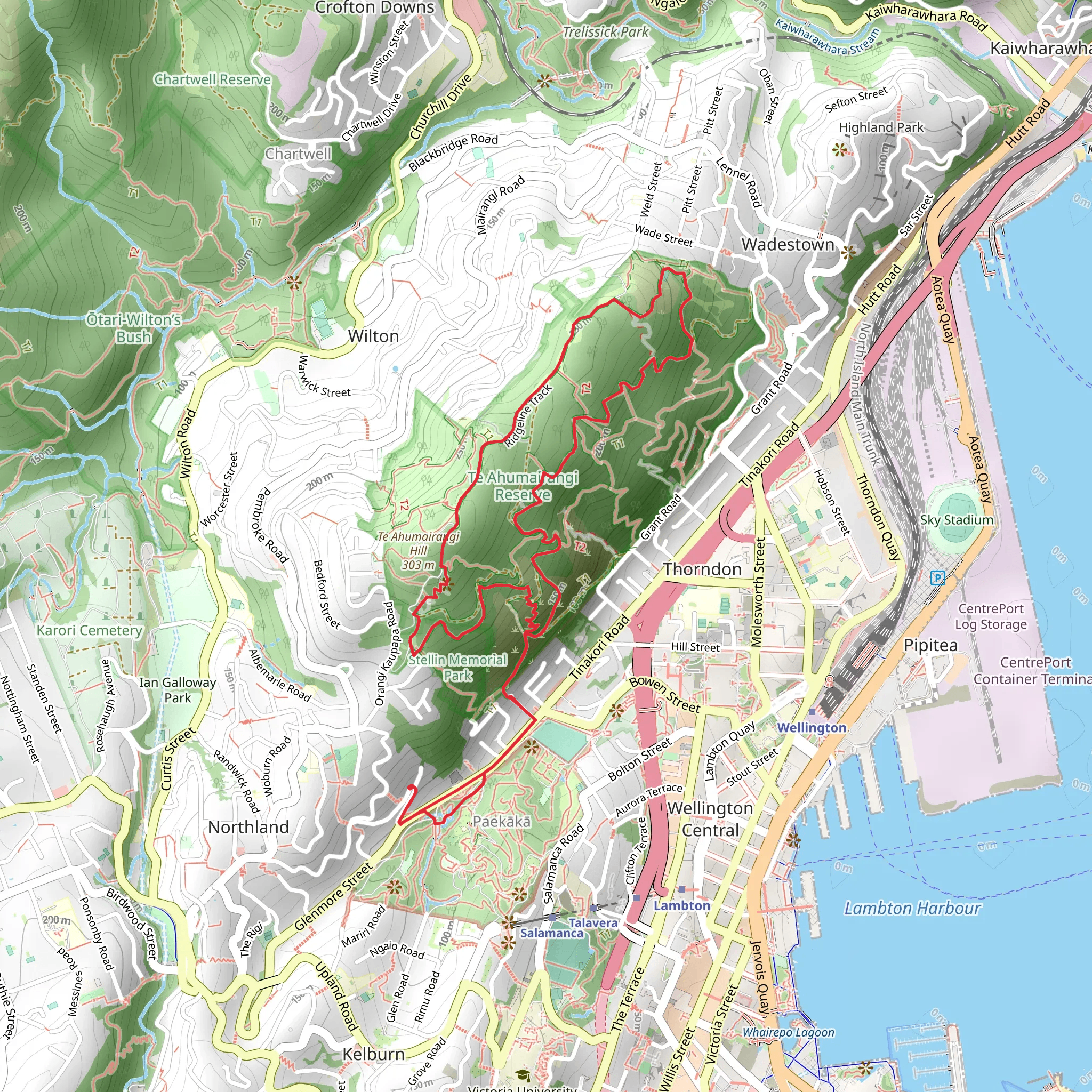Te Ahumairangi Northern Walkway and Ridgeline Loop mobile static map