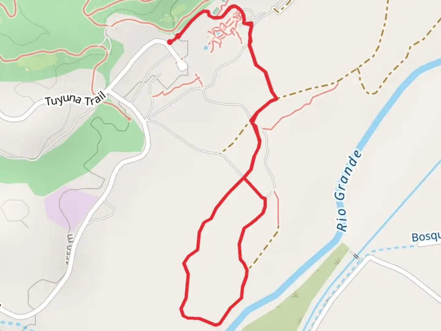 An image depicting the trail Tyuna Trail and Rio Grande Loop and its surrounding area.