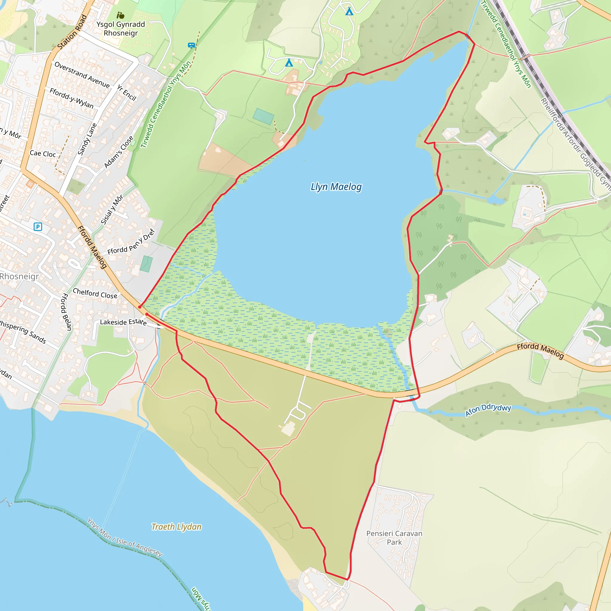 Rhosneigr Llyn Maelog Loop mobile static map