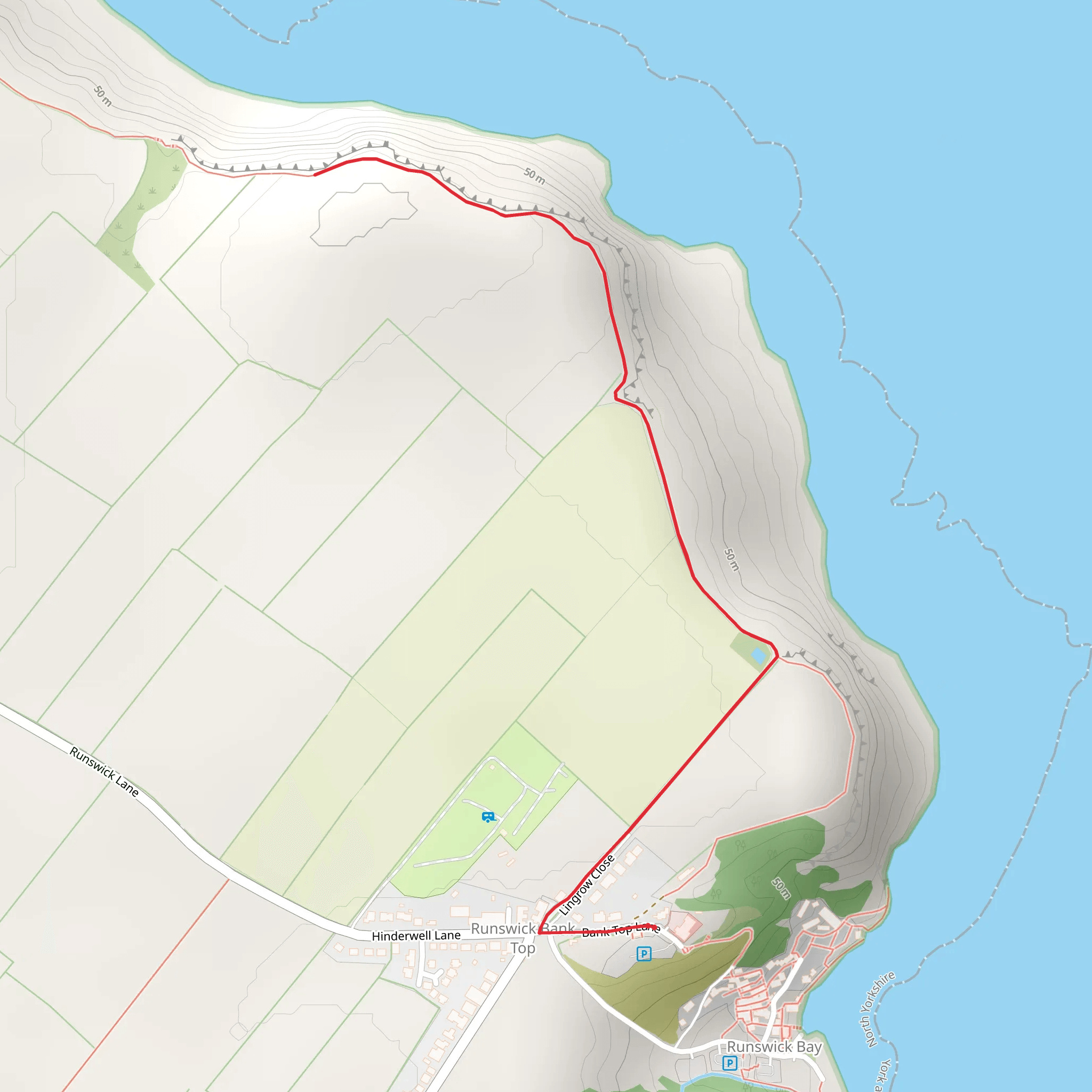 Runswick Bay Walk mobile static map