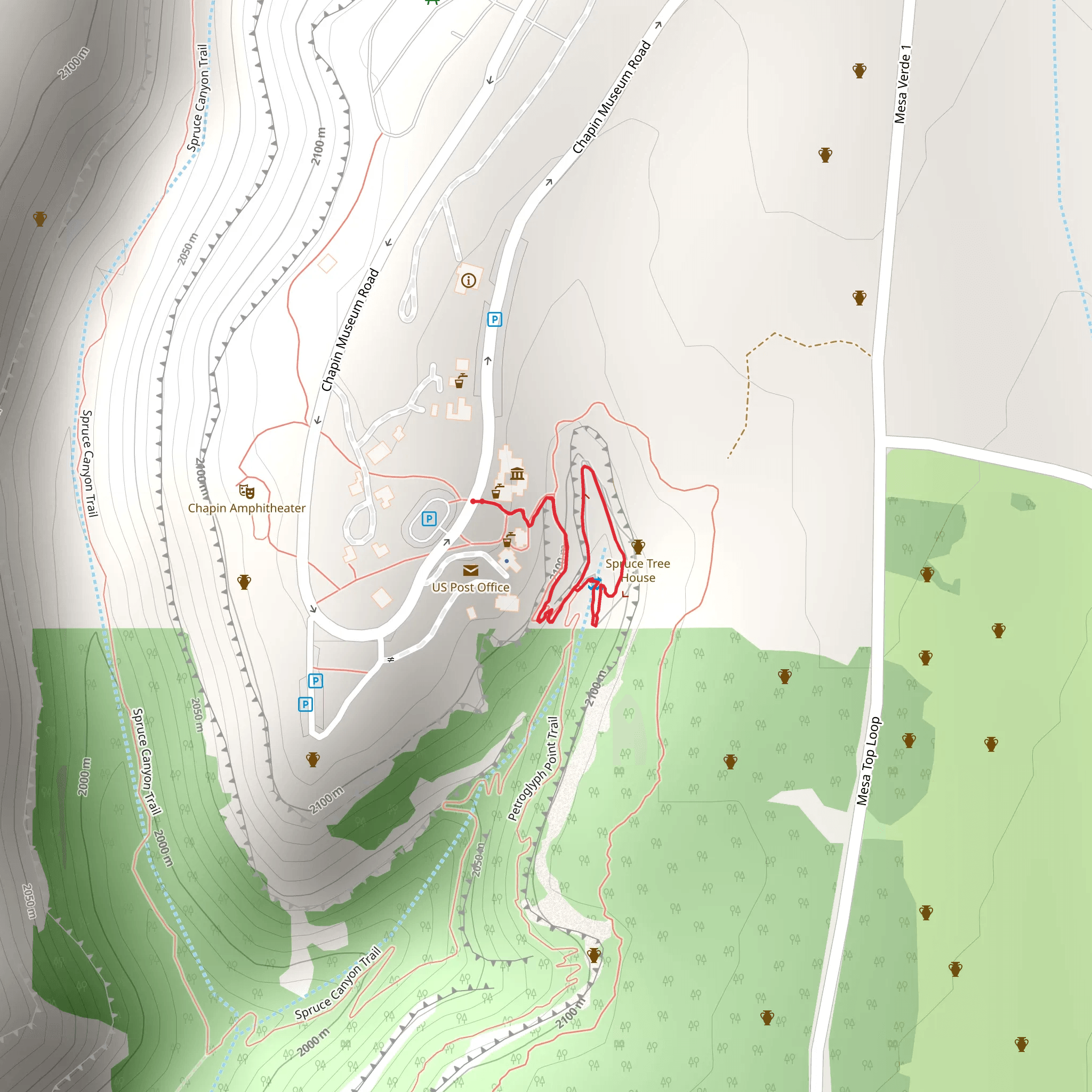 Spruce Tree House Trail mobile static map