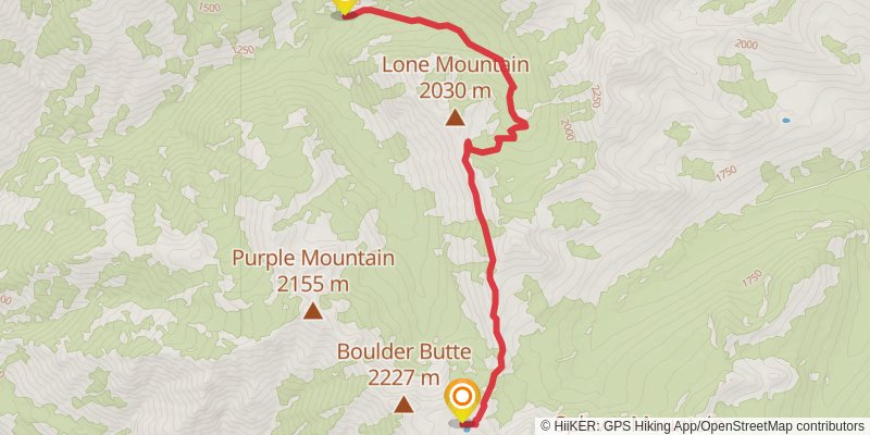Boulder Creek and Purple Creek Loop Trail stage 2 Map