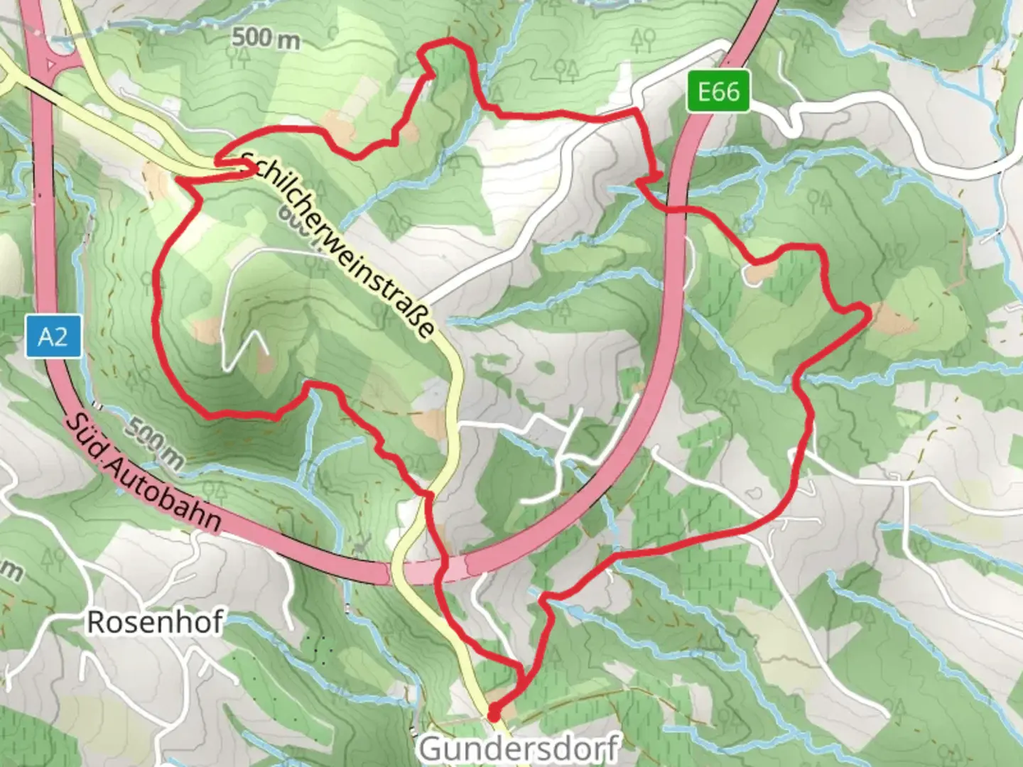 An image depicting the trail Gundersdorf Loop and its surrounding area.