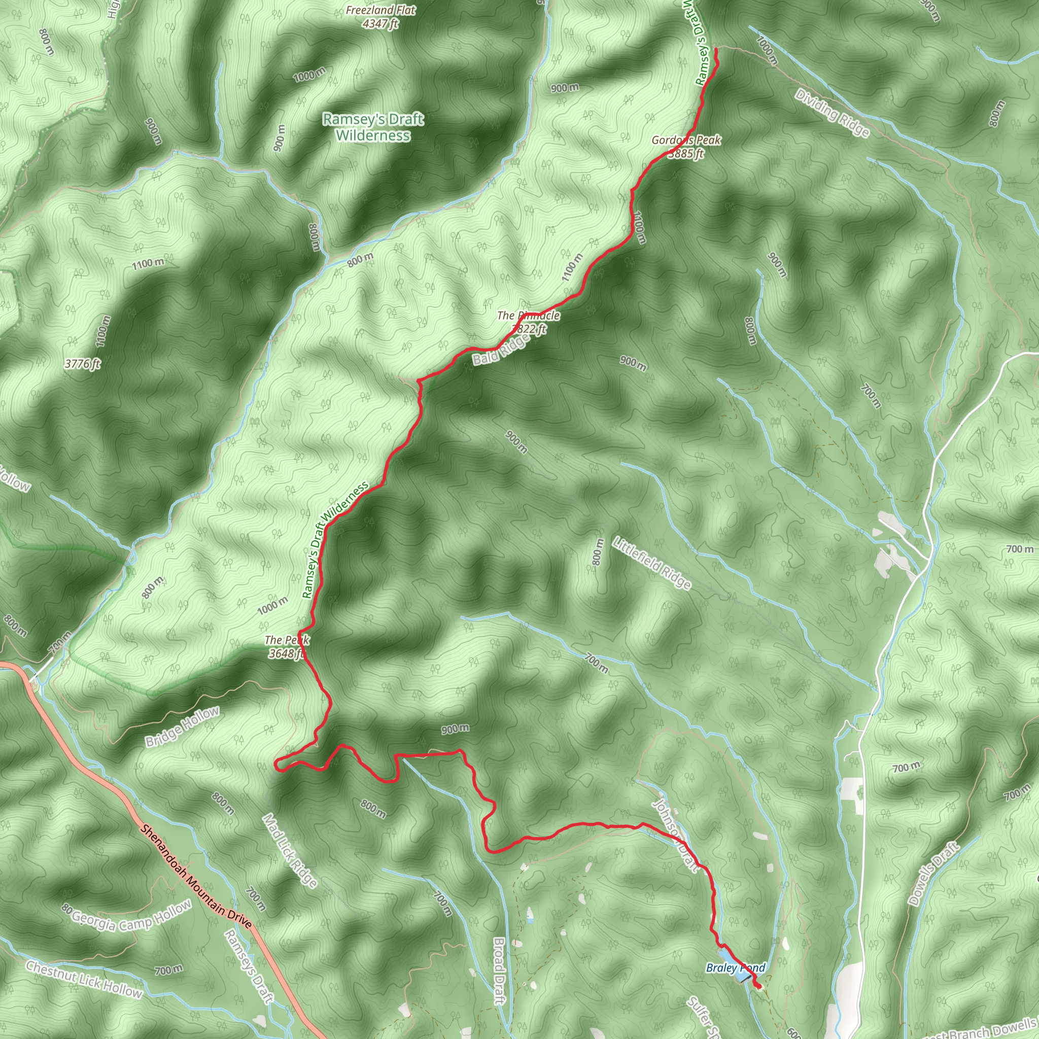 Bald Ridge Trail mobile static map